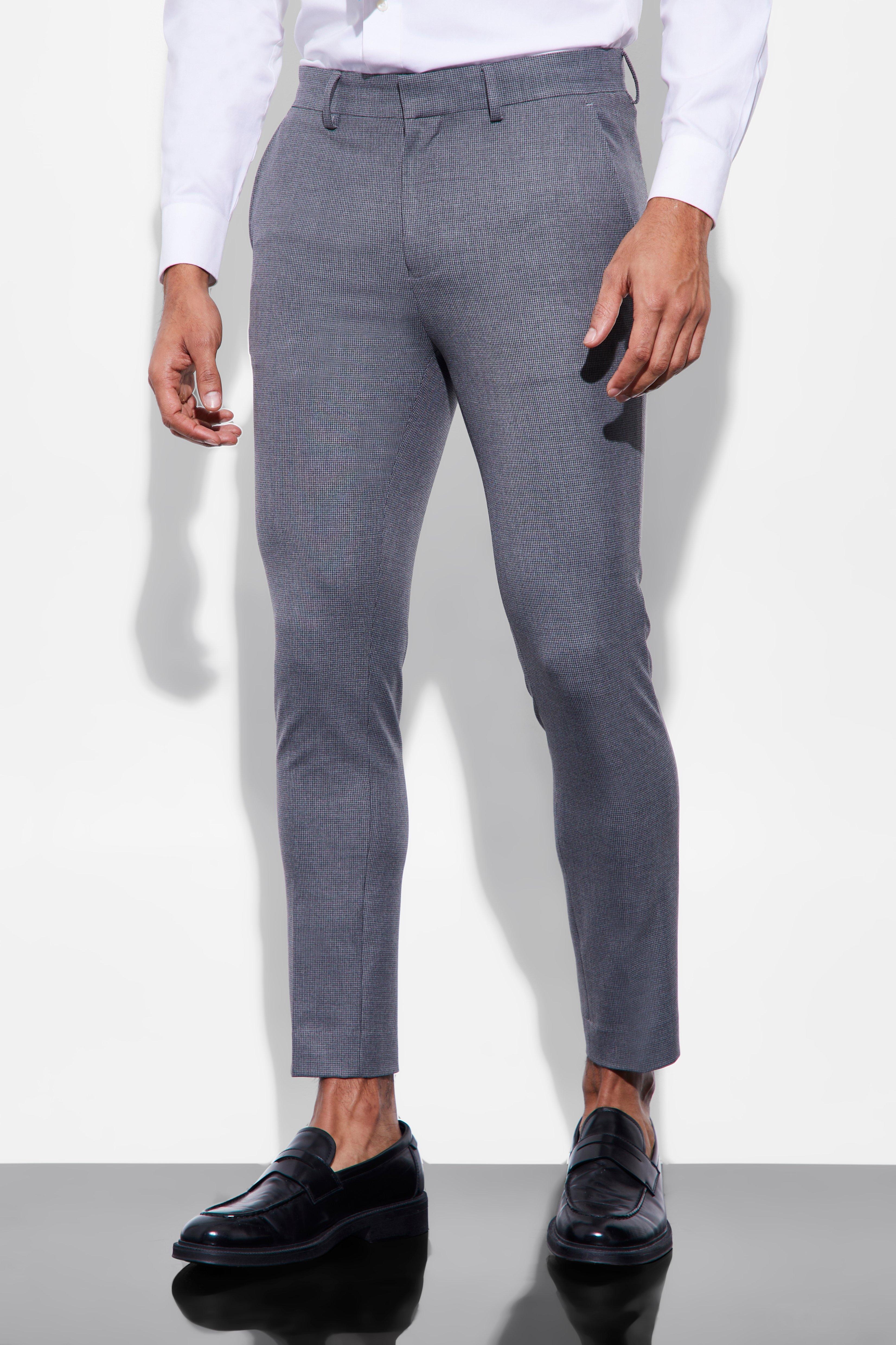Grey Super Skinny Fit Pantalons Met Textuur