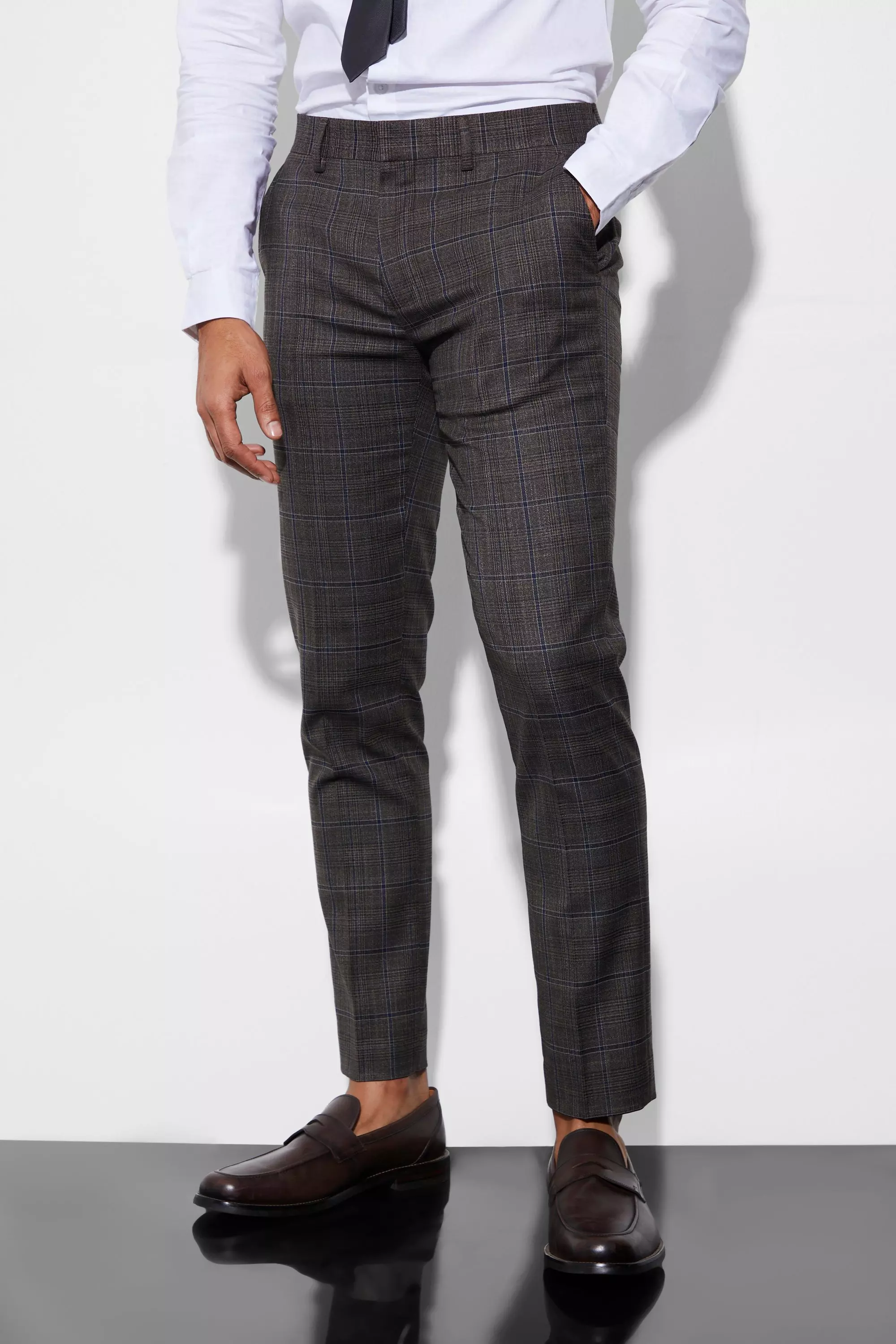 Multi Slim Large Check Suit Trousers alternative image