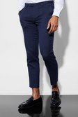 Navy Slim Crop Windowpane Suit Trousers