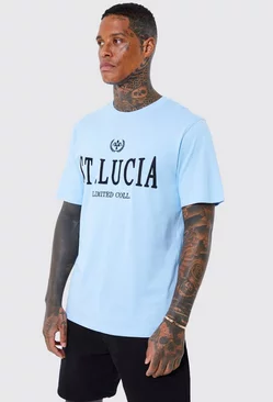 Blue St Lucia Embroidered Badge T-shirt