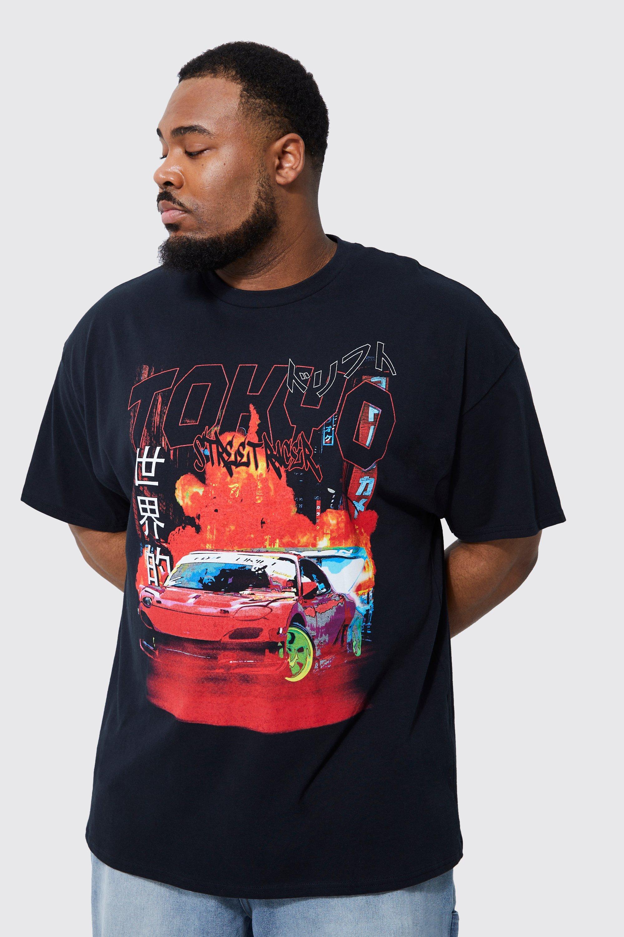 Plus Oversized Tokyo Car T-shirt | boohooMAN USA