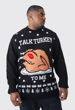 Plus Talk Turkey To Me Christmas Sweater Black