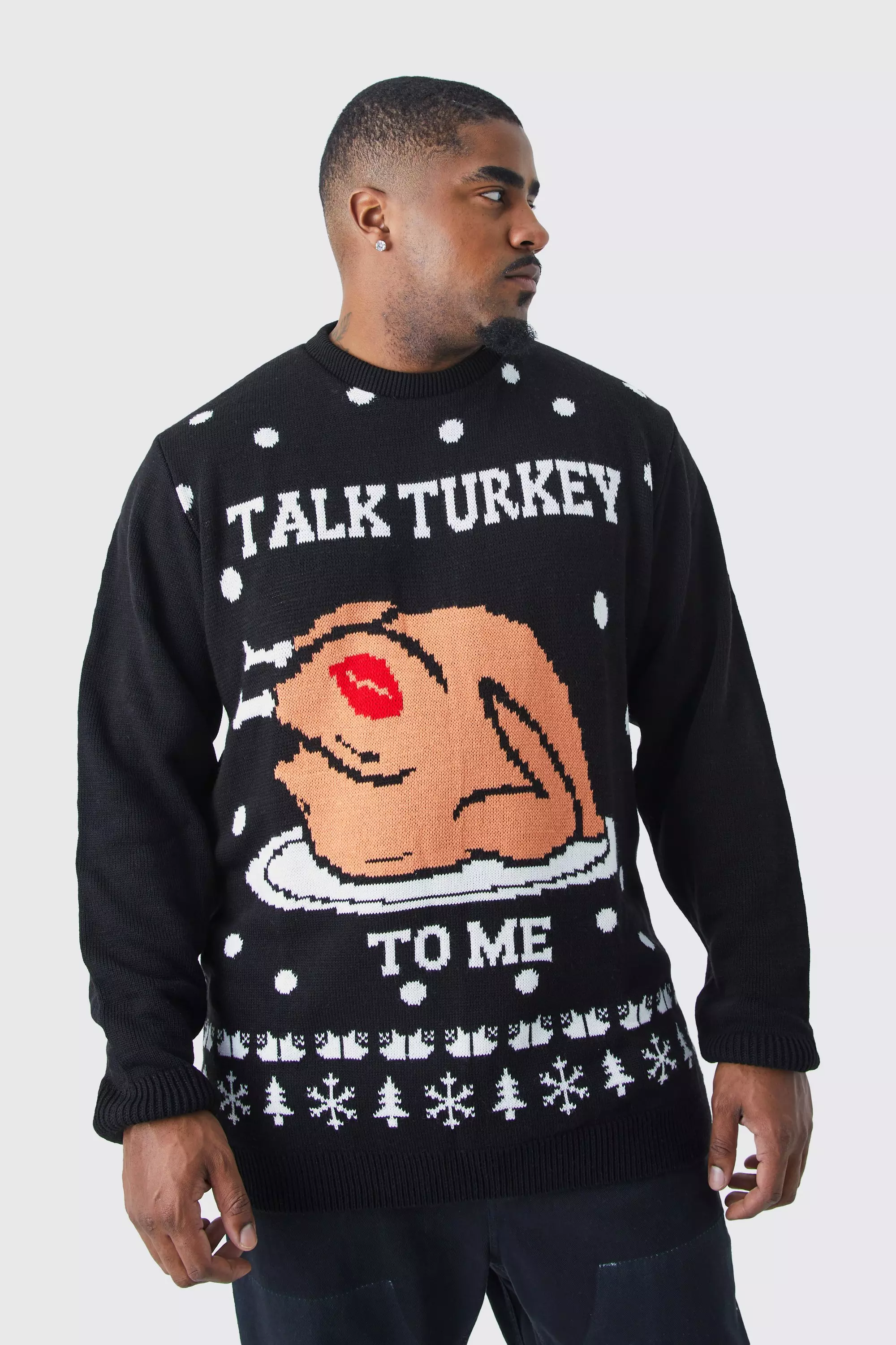 Plus Talk Turkey To Me Christmas Sweater Black