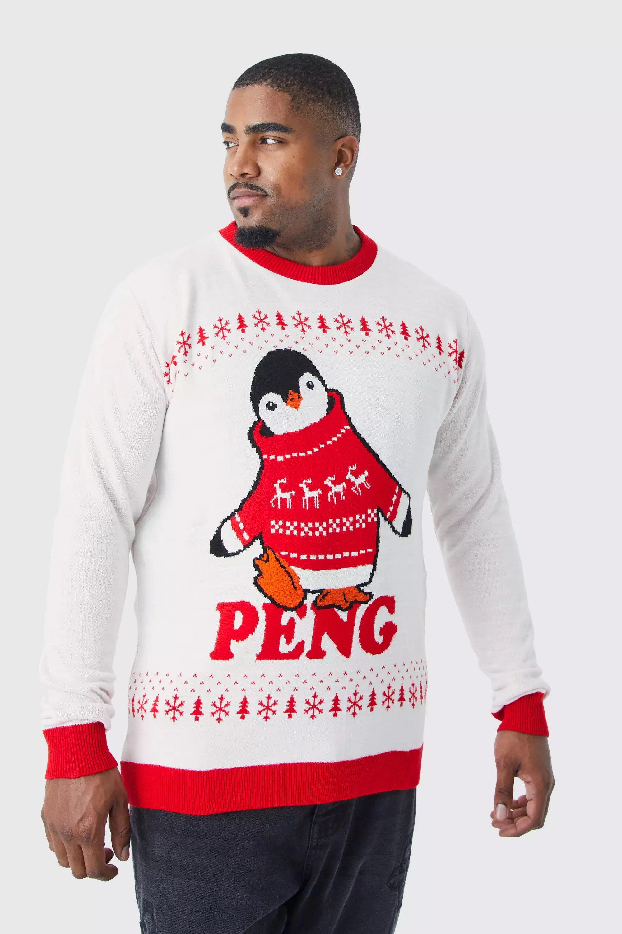 Plus Peng Penguin Christmas Sweater Ecru