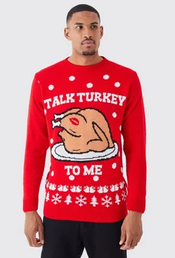 Red Tall Talk Turkey To Me Christmas Sweater