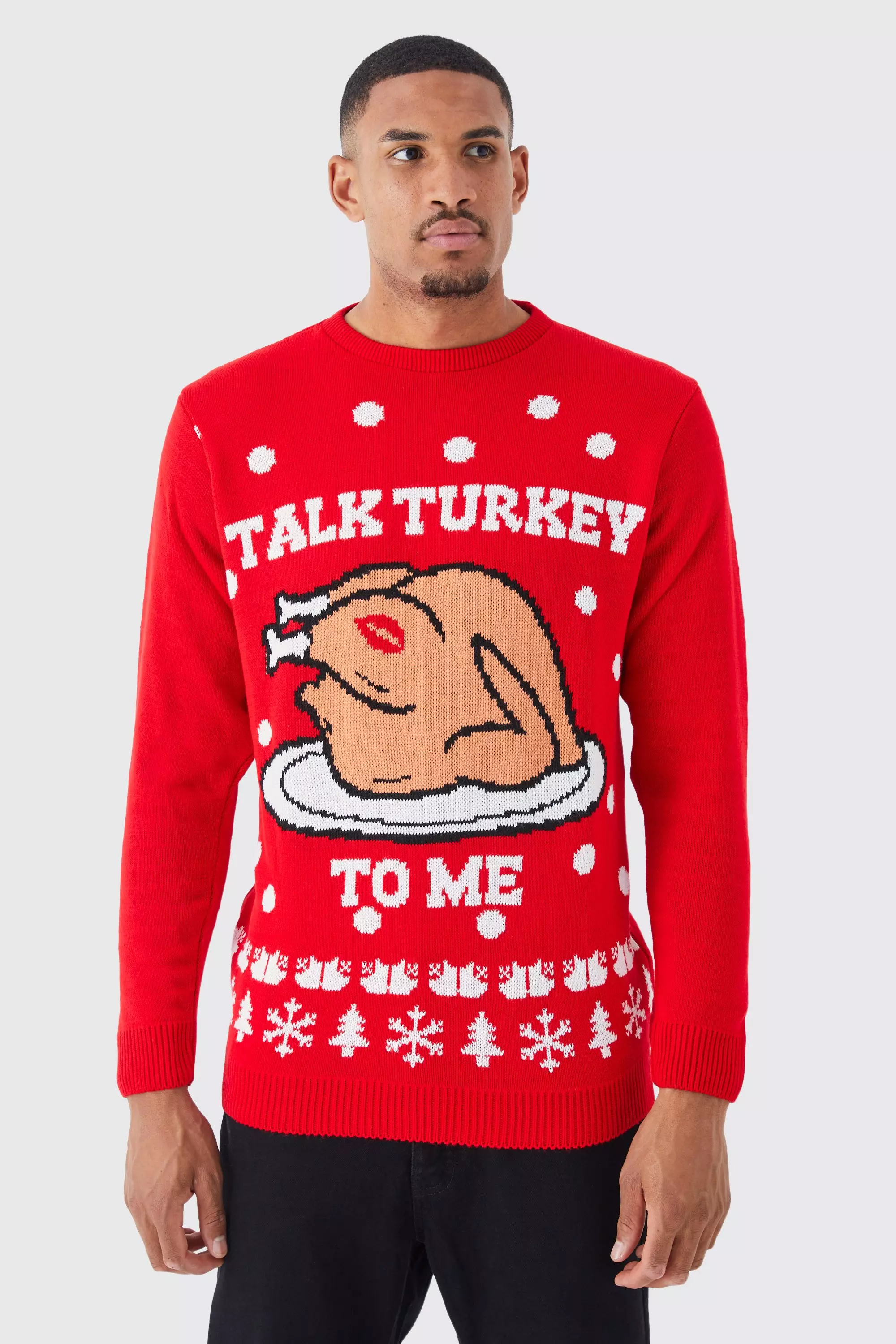 Tall Talk Turkey To Me Christmas Sweater Red