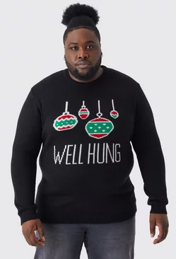 Plus Well Hung Christmas Sweater Black