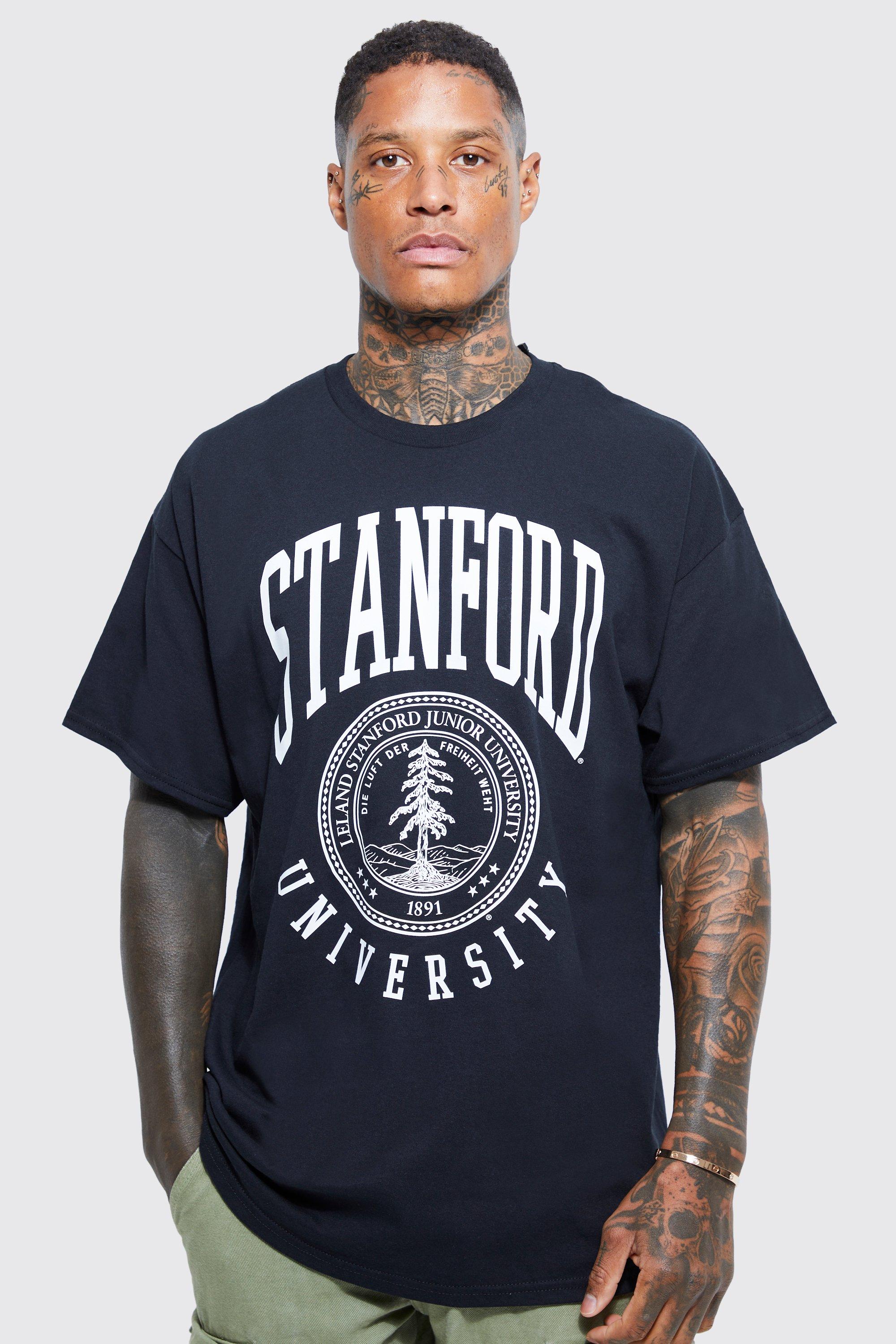 Grey Oversized Vintage Stanford University Hoodie - M/L