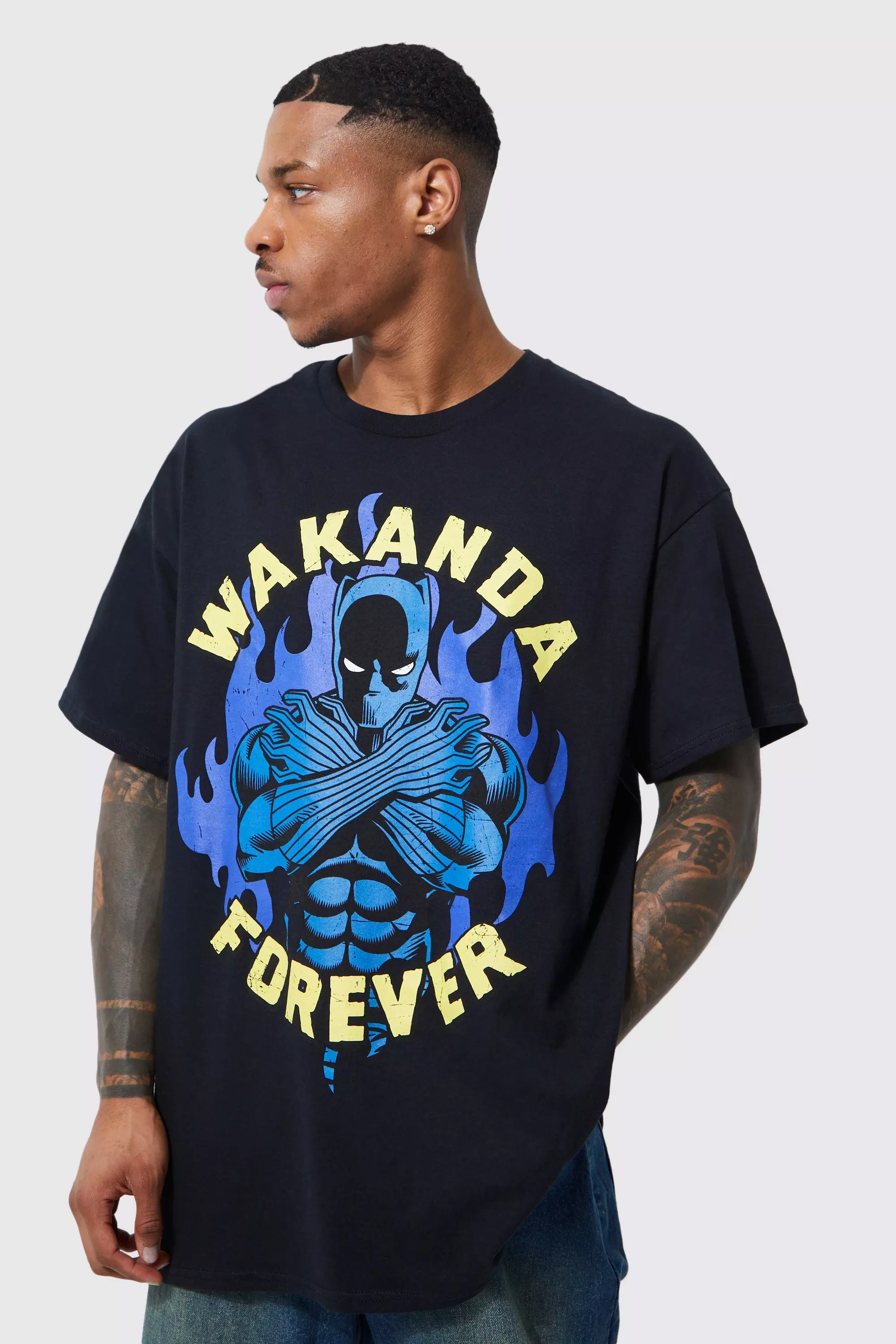 Oversized Black Panther License T-shirt Black