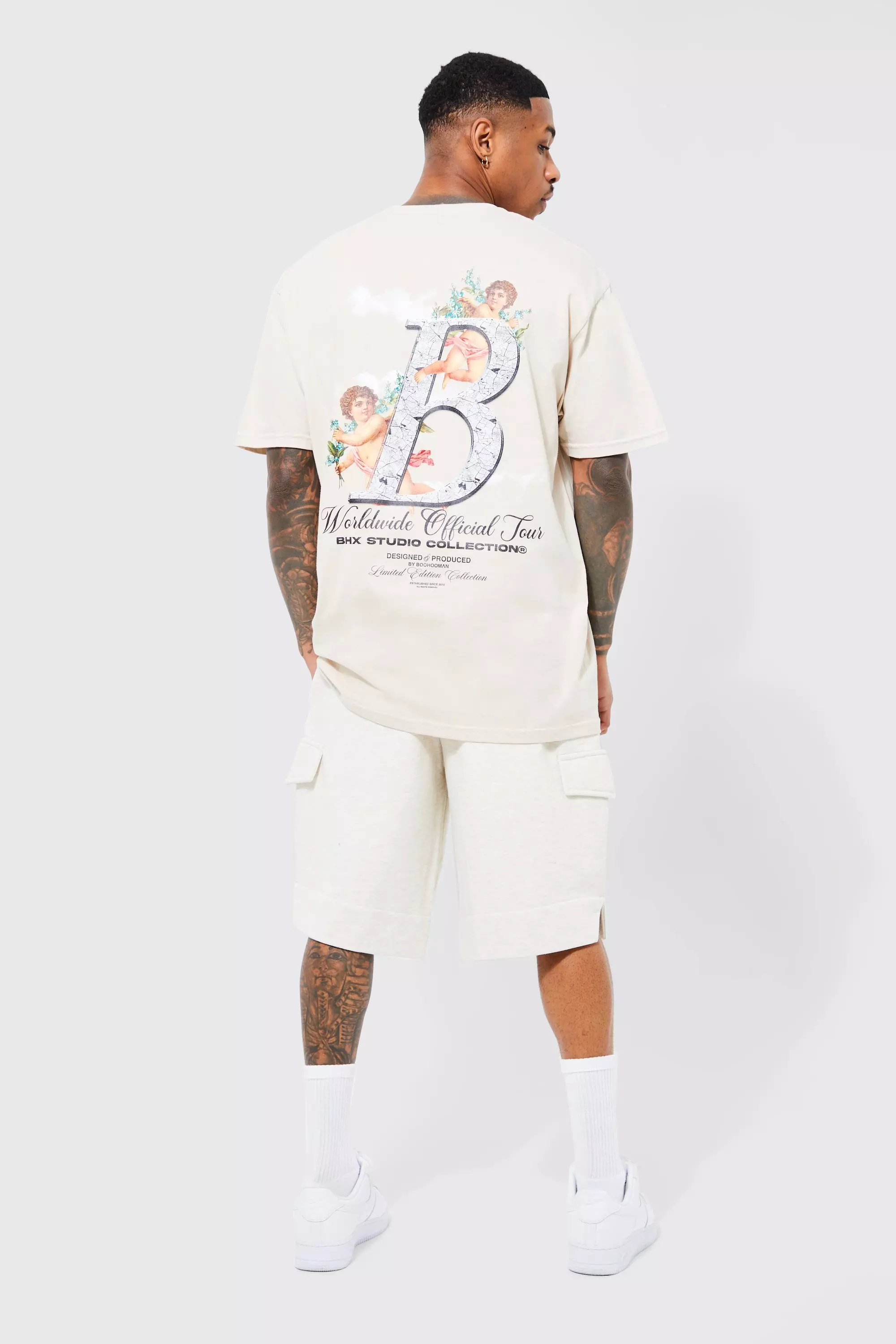 Oversize T-Shirt mit Worldwide Official Print, Ecru alternatives Bild