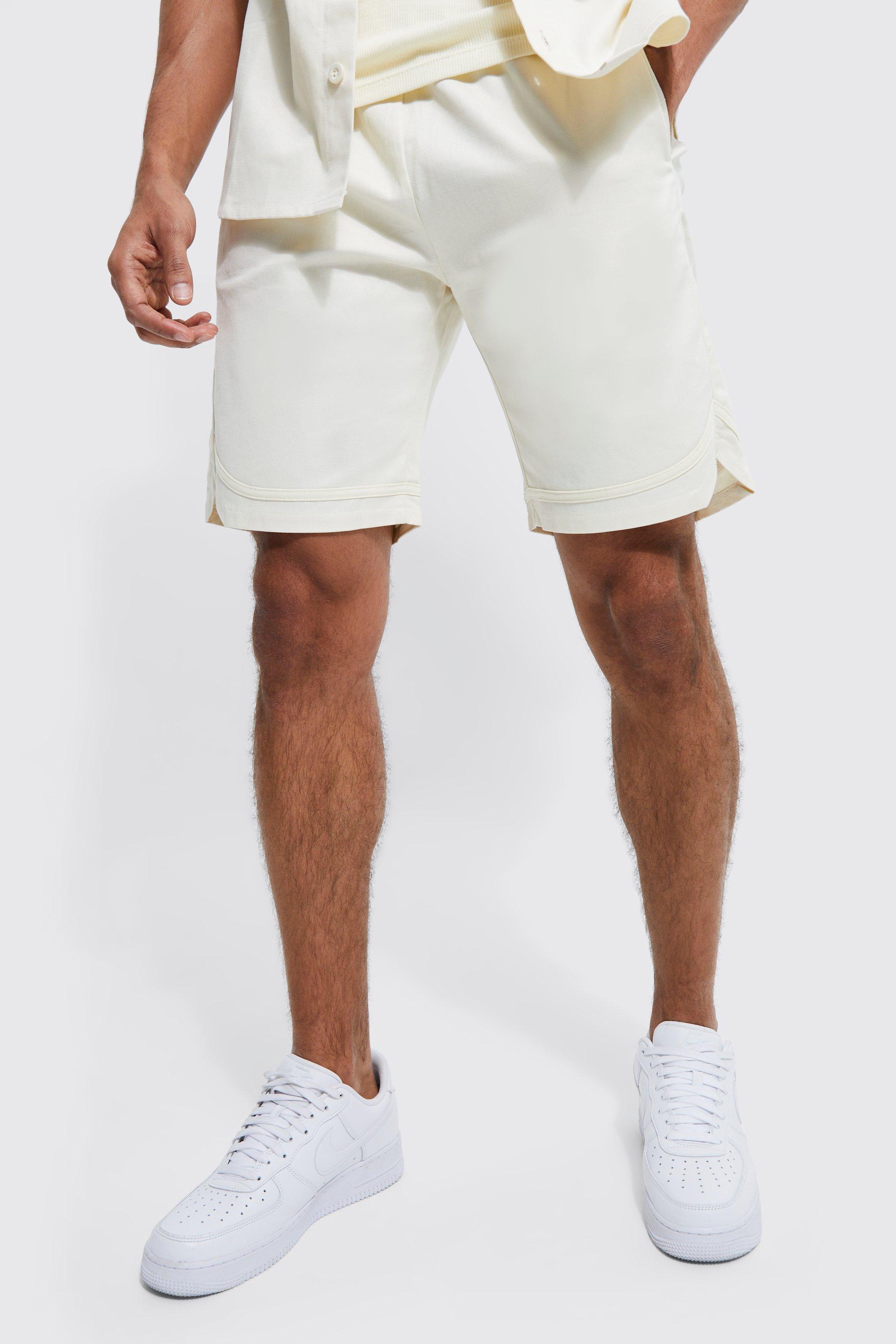 Baseball Twill-Shorts mit elastischem Bund, Stone