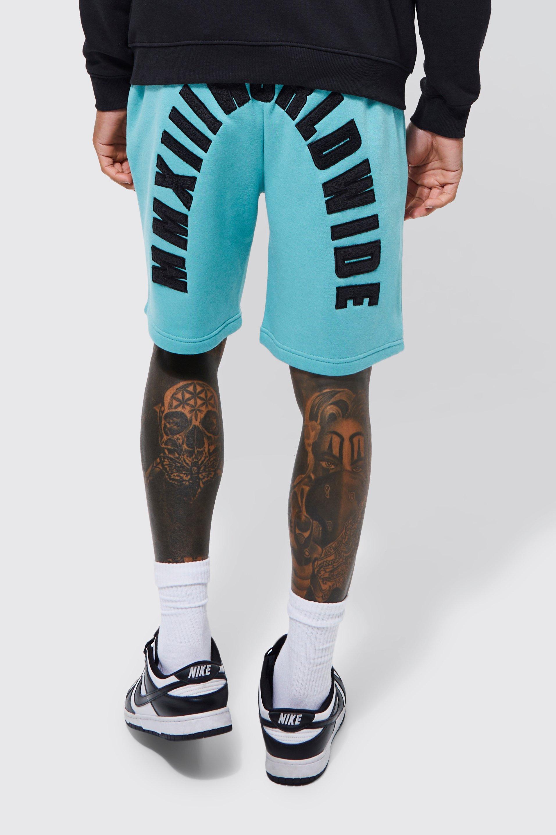 Loose Fit Worldwide Applique Sweat Shorts | boohooMAN USA