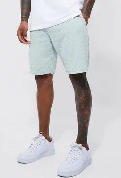 Slim Fit Mid Length Textured Sweat Shorts Sage