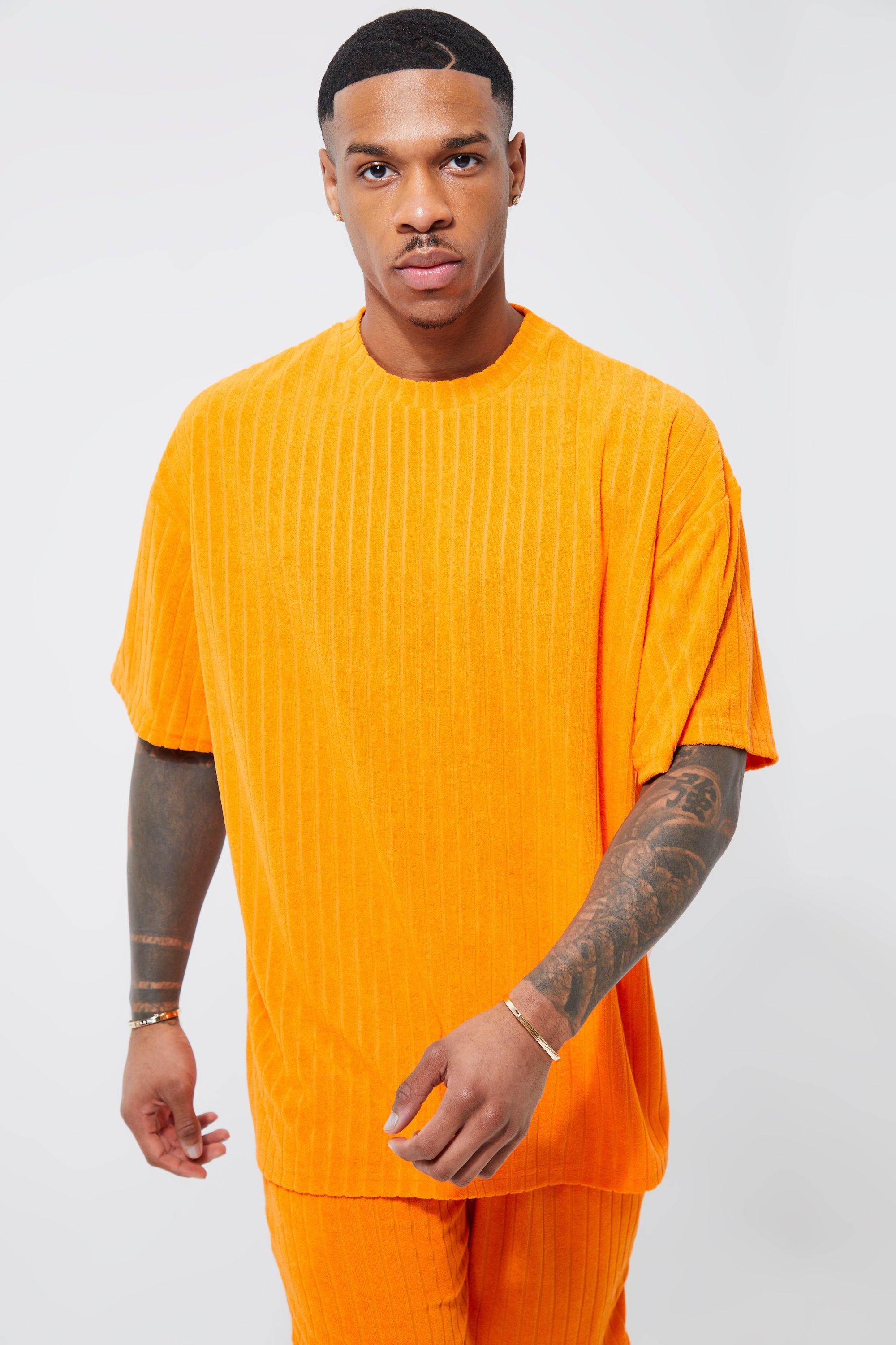 Muligt assistent kam Oversized Striped Towelling T-shirt | boohooMAN USA