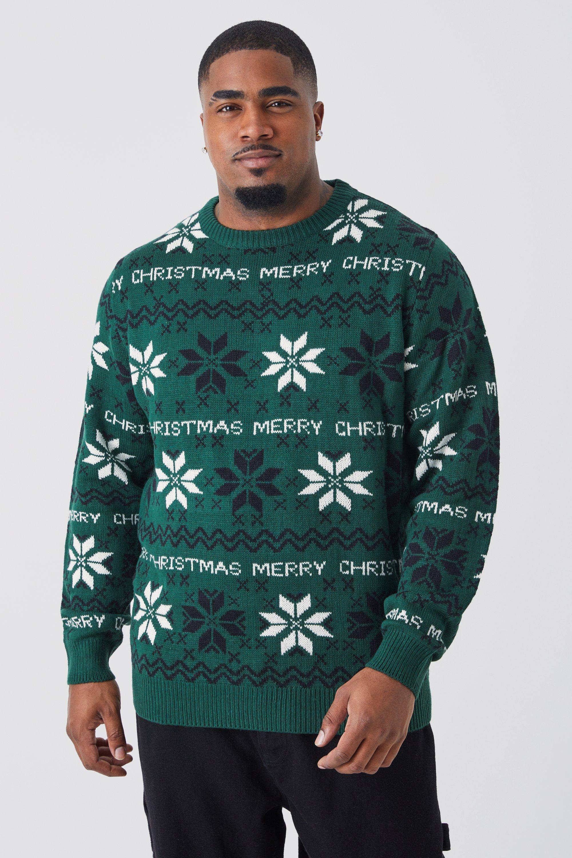 Boohooman Mens TIS The Season Football Christmas Sweater - Green