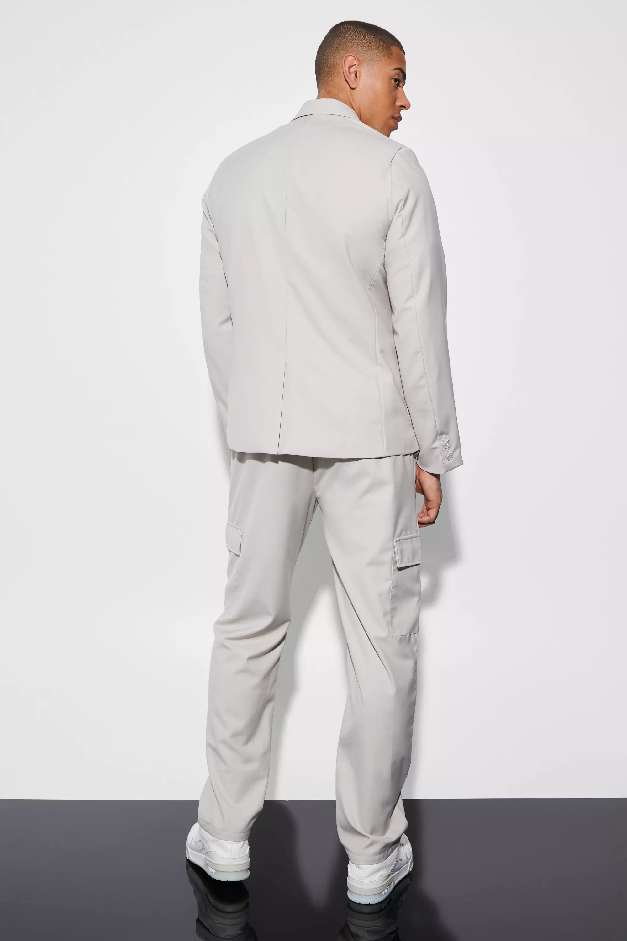 Taupe Slim Single Breasted Cargo Suit Jacket alternative image