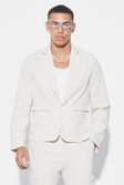 Stone Boxy Fit Single Breasted Plain Suit Jacket