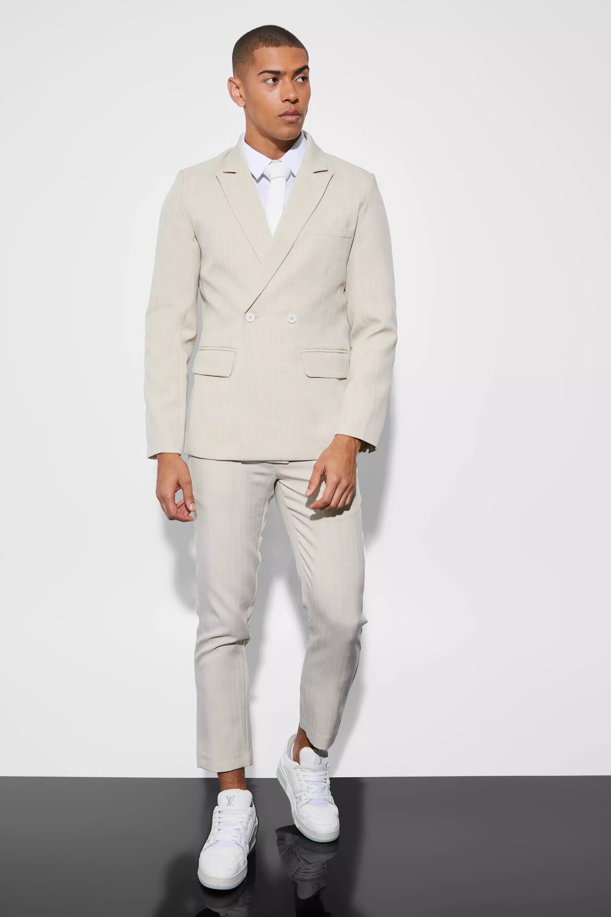 Veste de costume cintrée texturée, Beige autre image