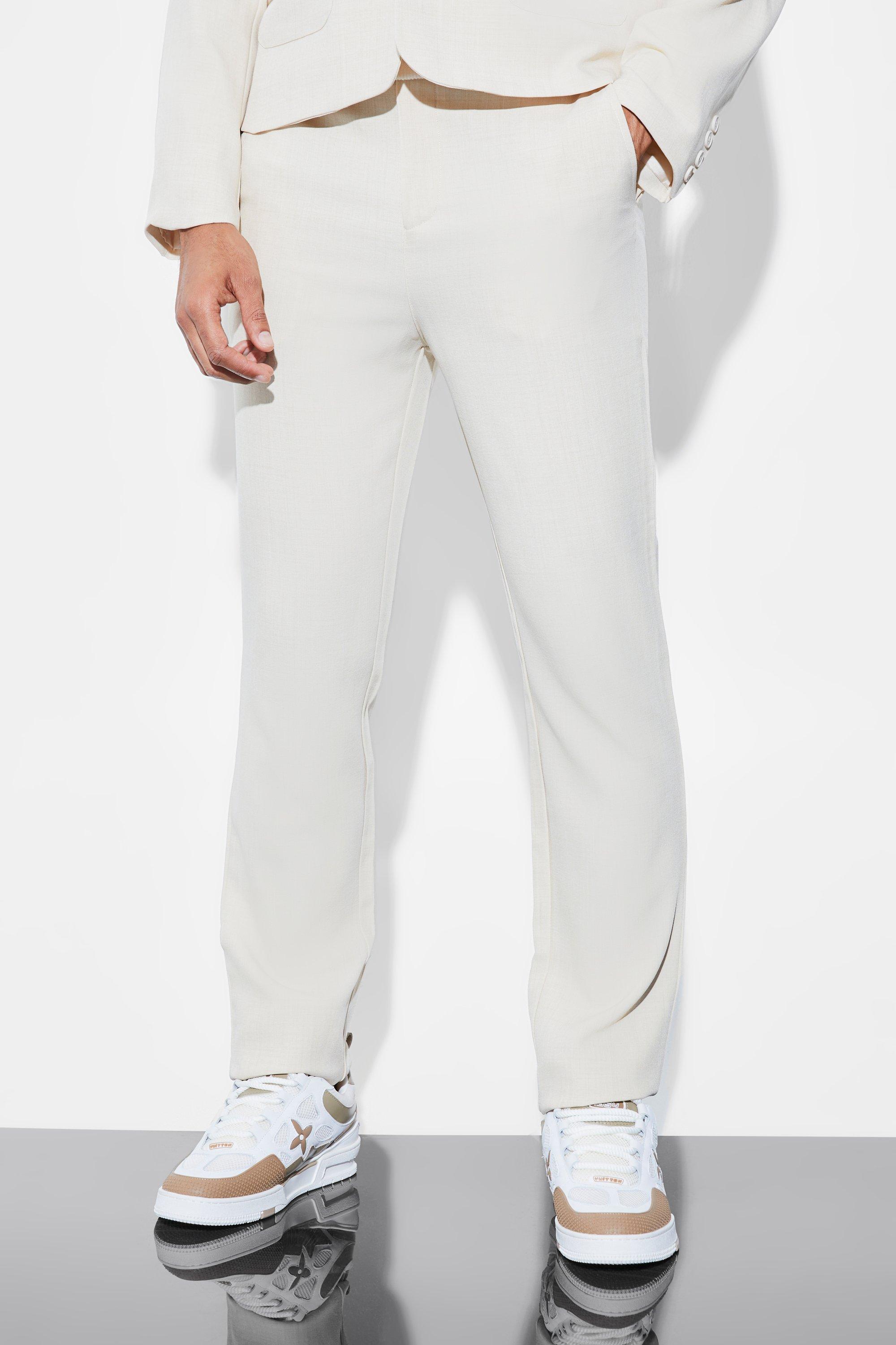 Stone Straight Leg Plain Suit Trousers