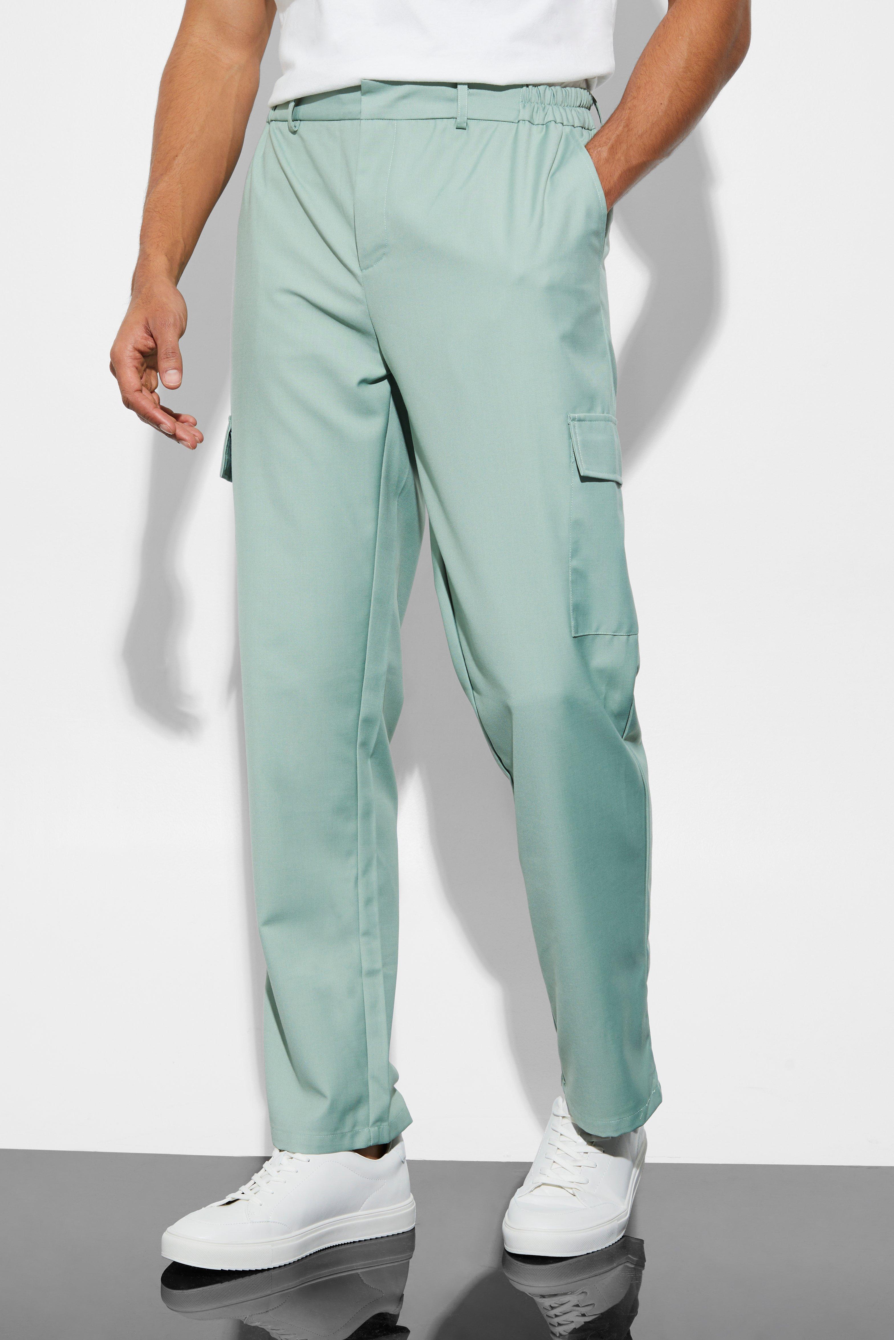 Sage Elasticated Straight Leg Cargo Suit Pants