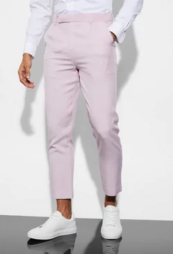 Slim Crop Plain Suit Trousers pale pink