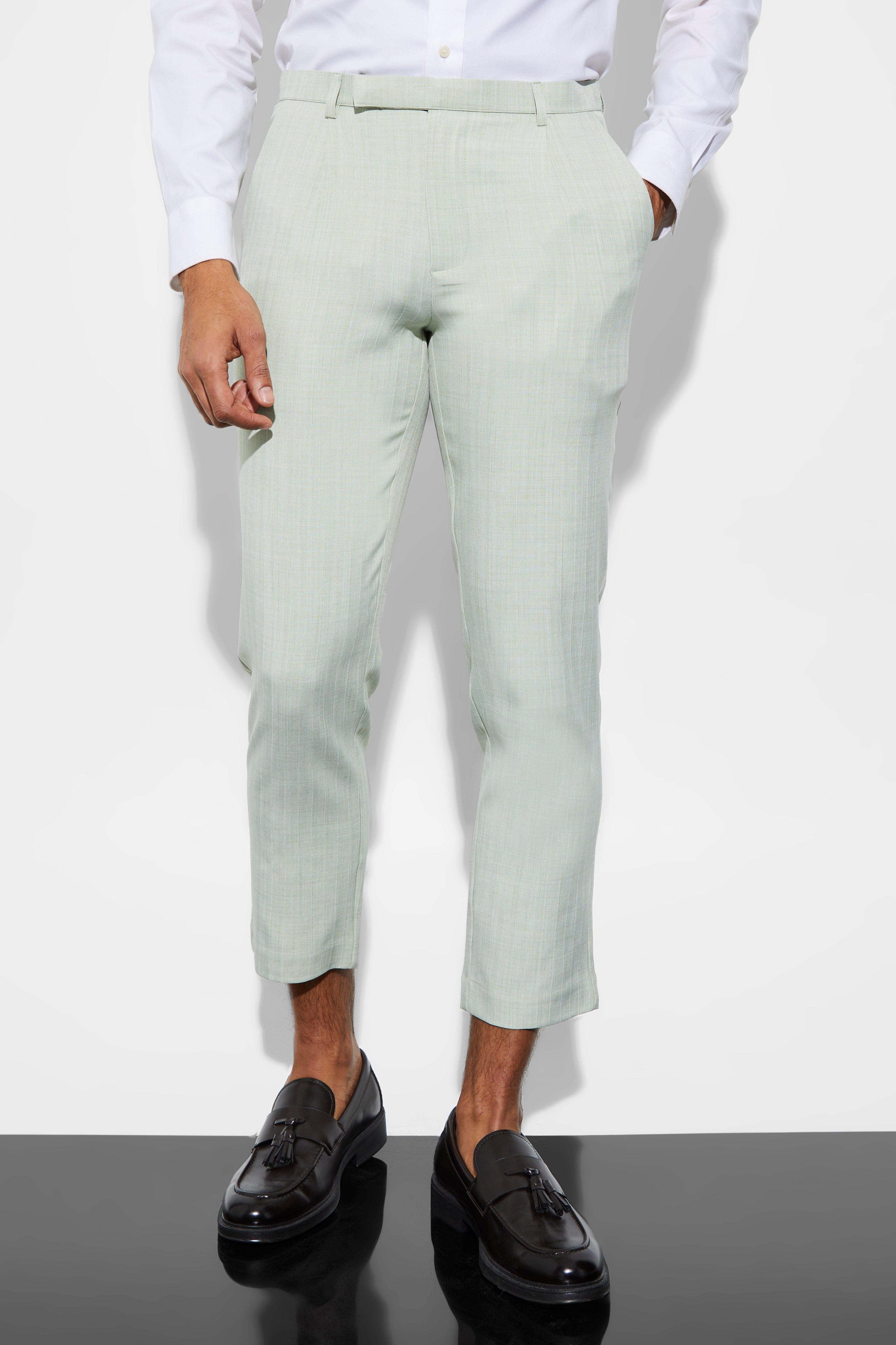 Kurze strukturierte Slim-Fit Anzughose, Light green