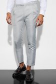 Light grey Skinny Crop Mini Texture Suit Pants