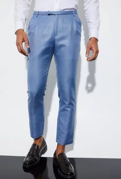 Skinny Crop Mini Texture Suit Trousers light blue