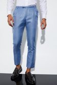 Light blue Skinny Crop Mini Texture Suit Pants