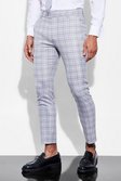 Light grey Skinny Crop Check Suit Trousers