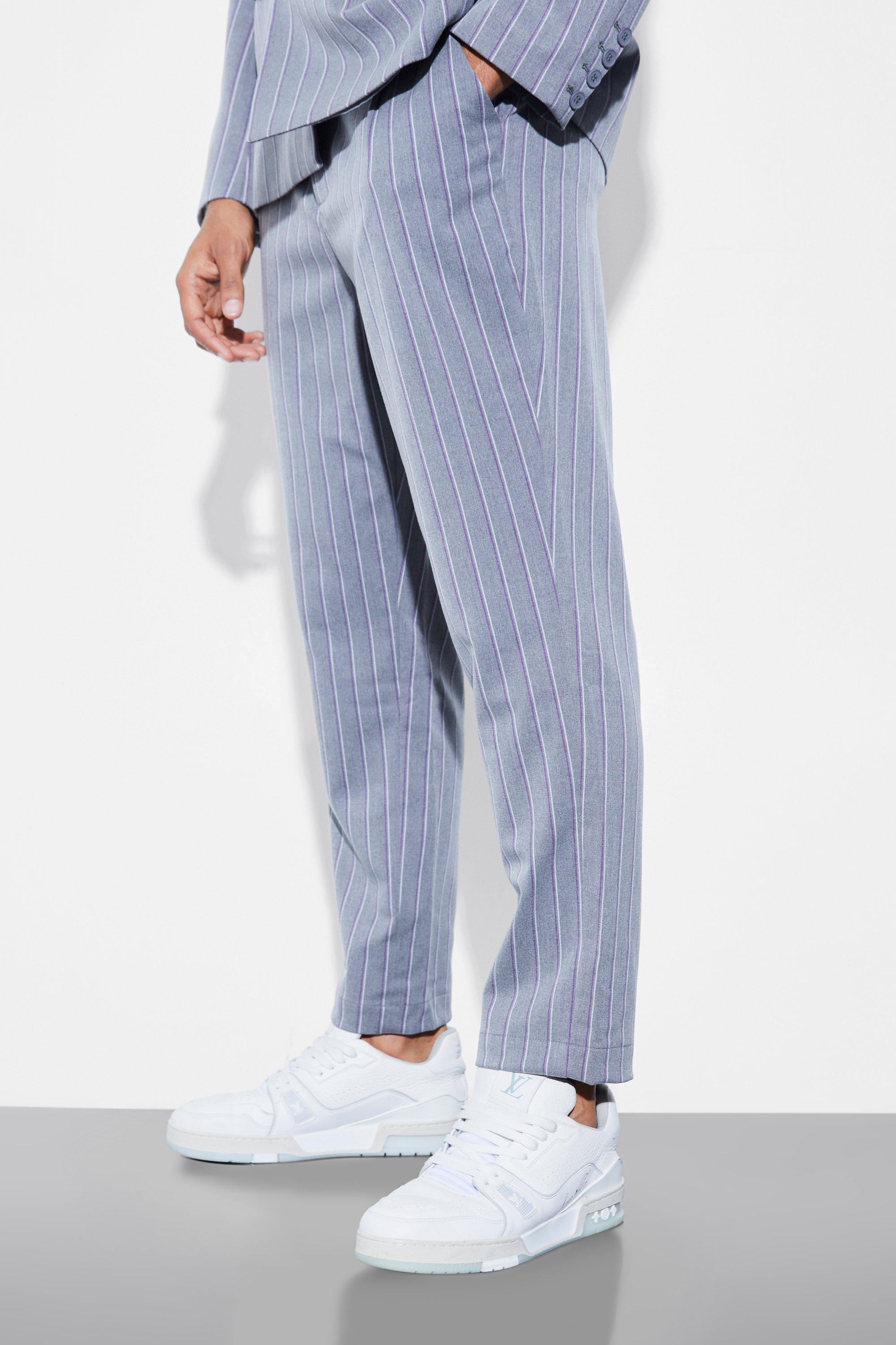 Tapered Stripe Suit Pants | boohooMAN USA