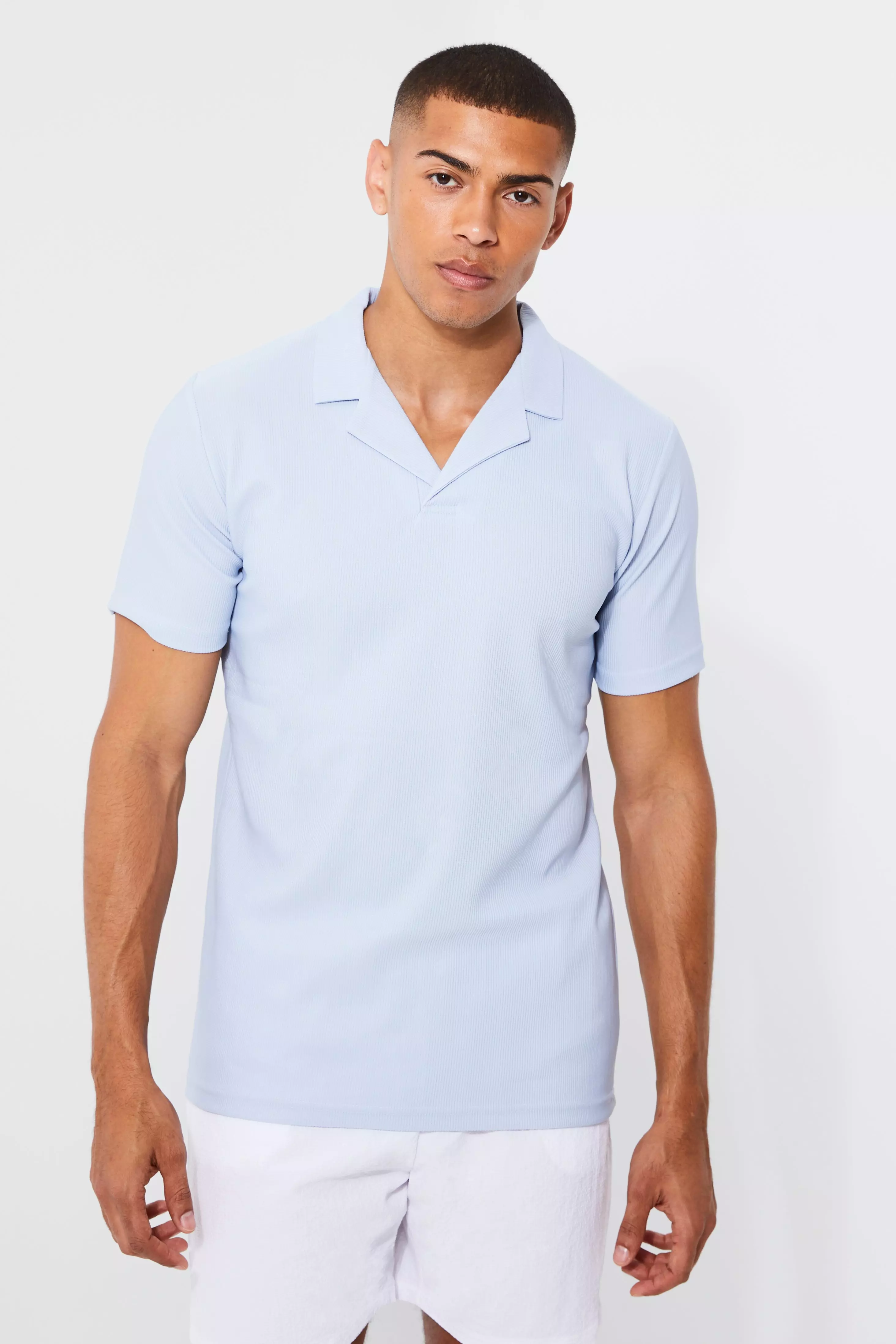 Light Brown Slim Ottoman Rib Revere Polo