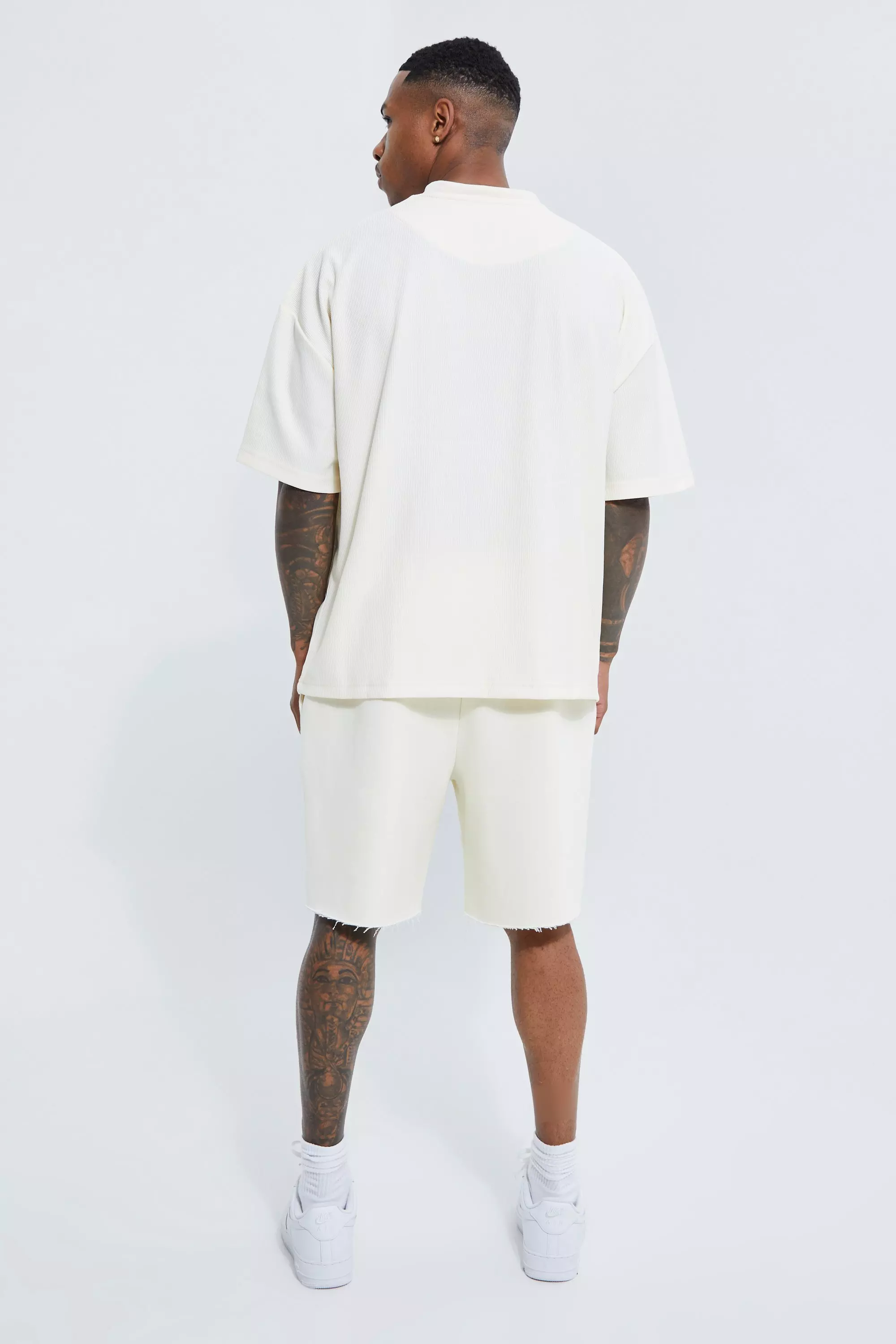 Geripptes Oversize Ottoman T-Shirt, Ecru alternatives Bild