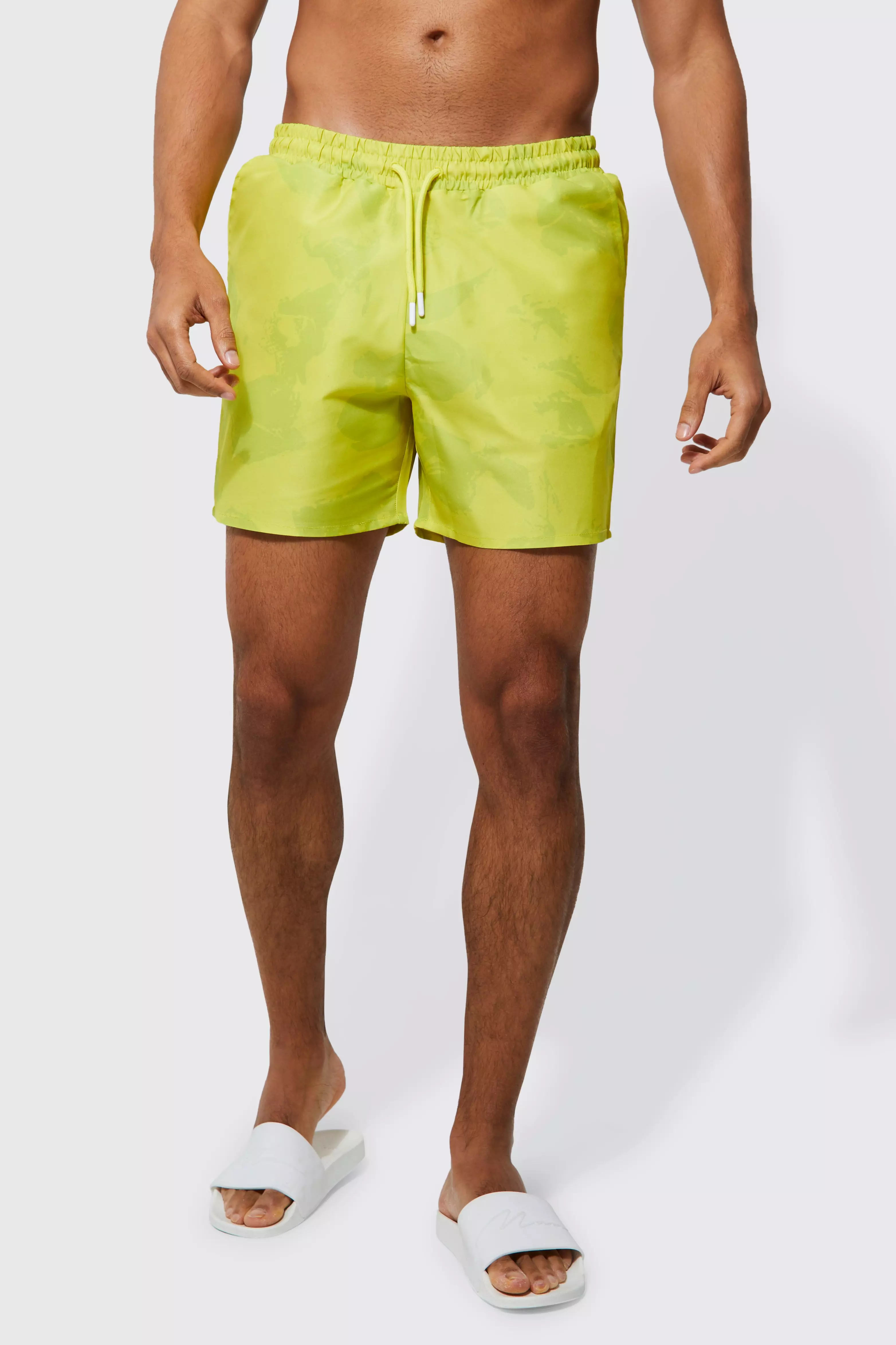 Mid Length Graphic Swim Shorts yellow