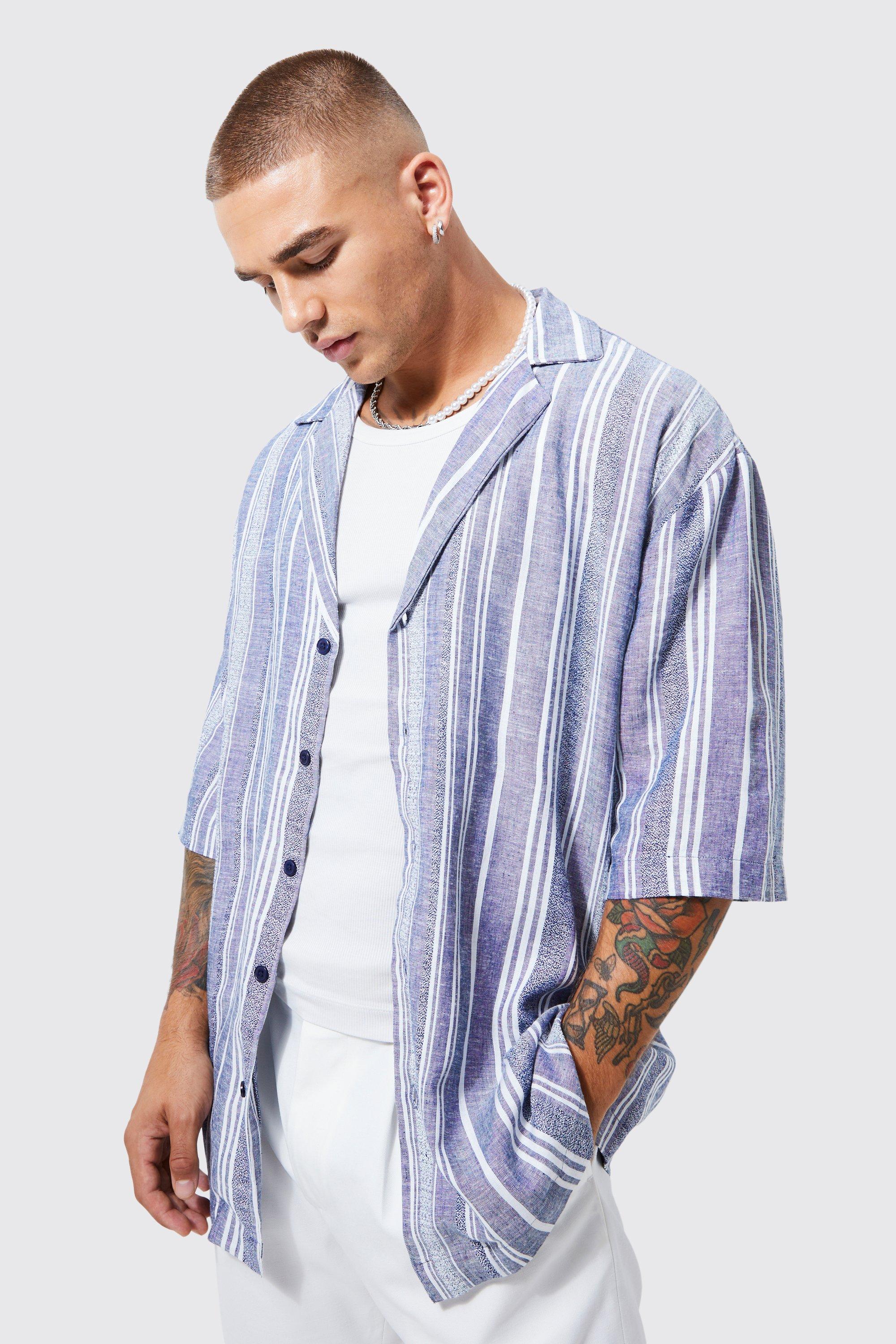 boohooMAN Men's Short Sleeve Revere Textured Shirt