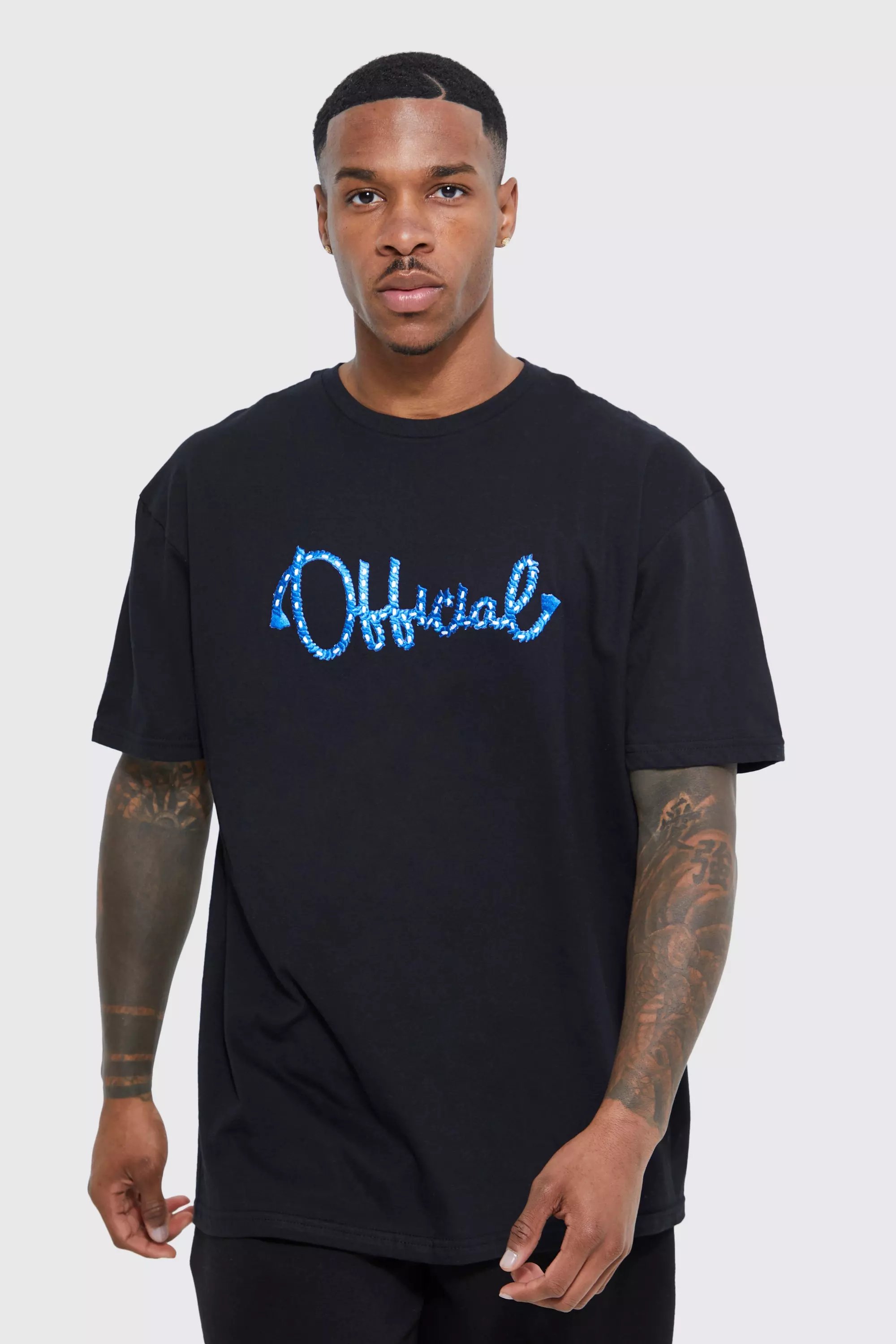 Black Oversized Rope Branded Official T-shirt
