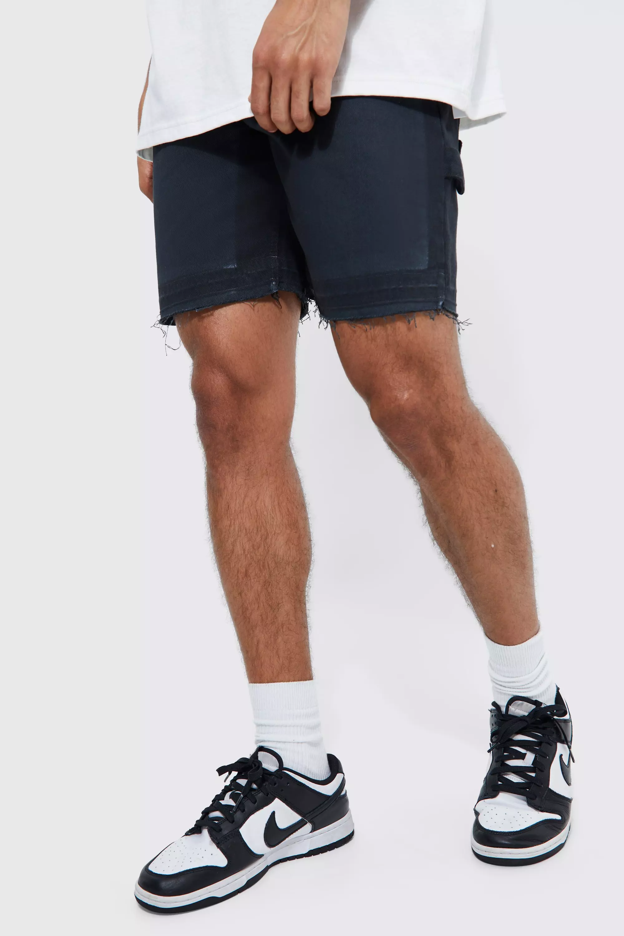 Fixed Waist Relaxed Carpenter Paint Short | boohooMAN USA