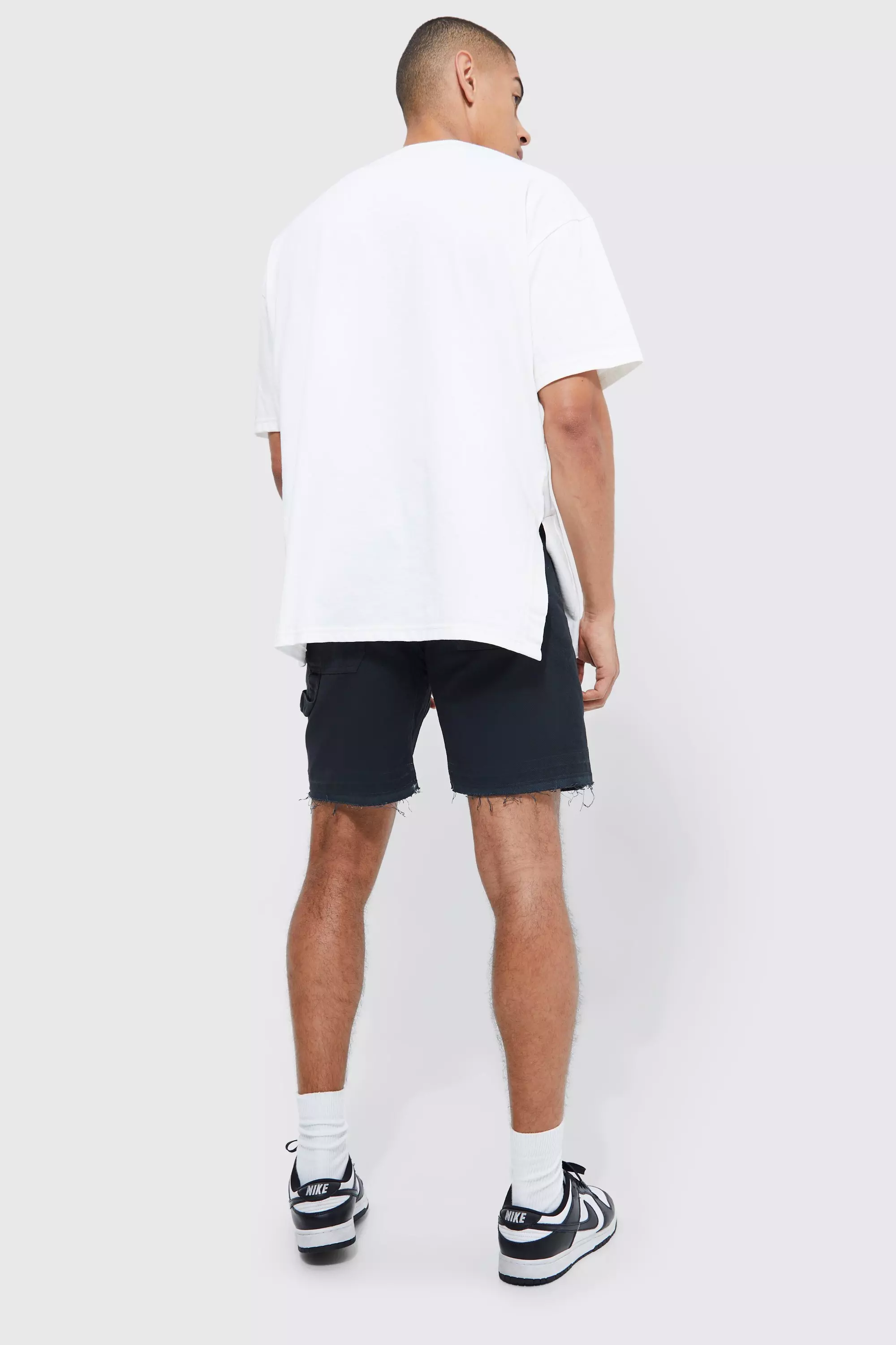 Fixed Waist Relaxed Carpenter Paint Short | boohooMAN USA