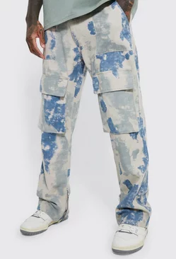 Sage Green Fixed Relaxed Stacked Camo Cargo Pants