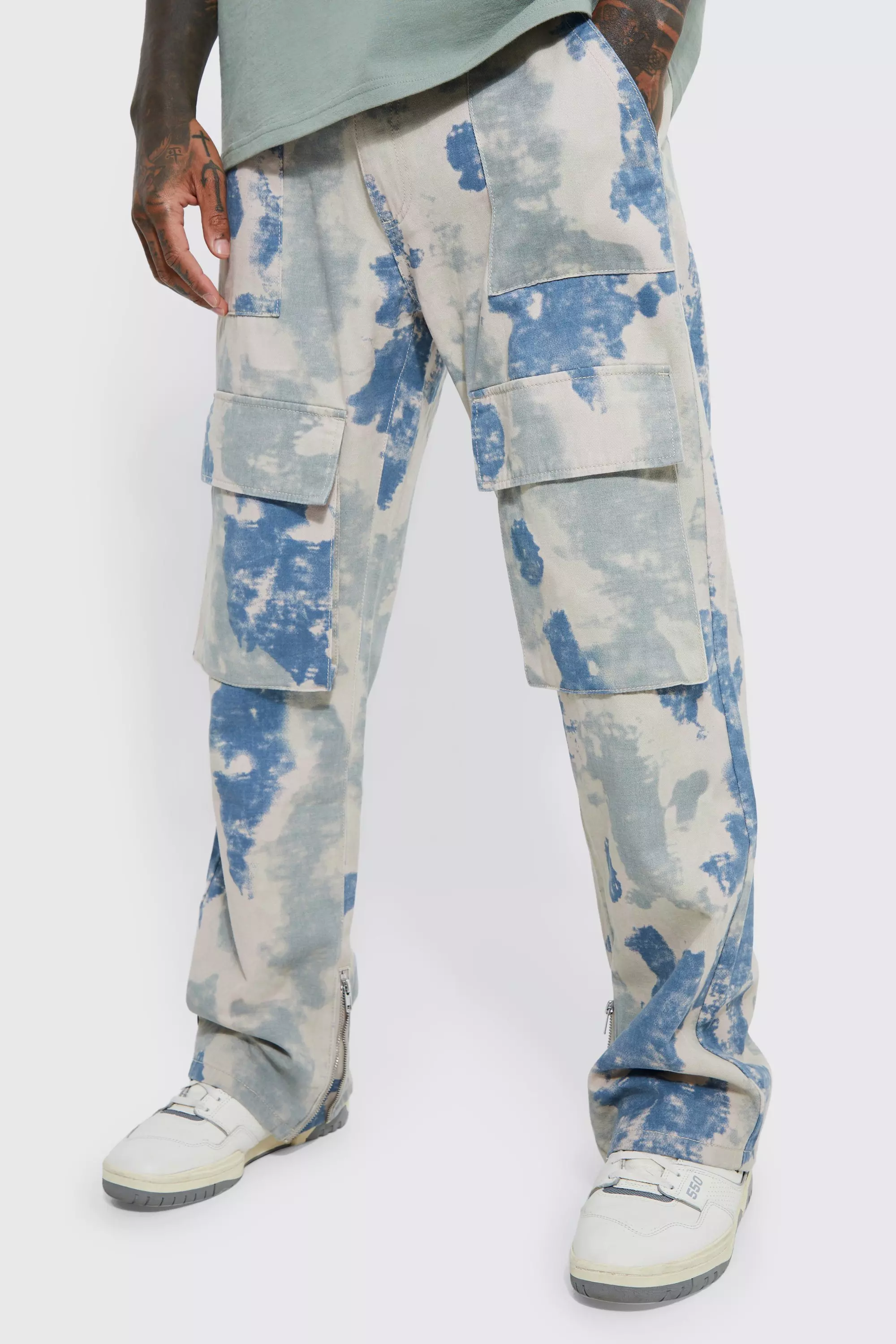 Fixed Relaxed Stacked Camo Cargo Pants Sage