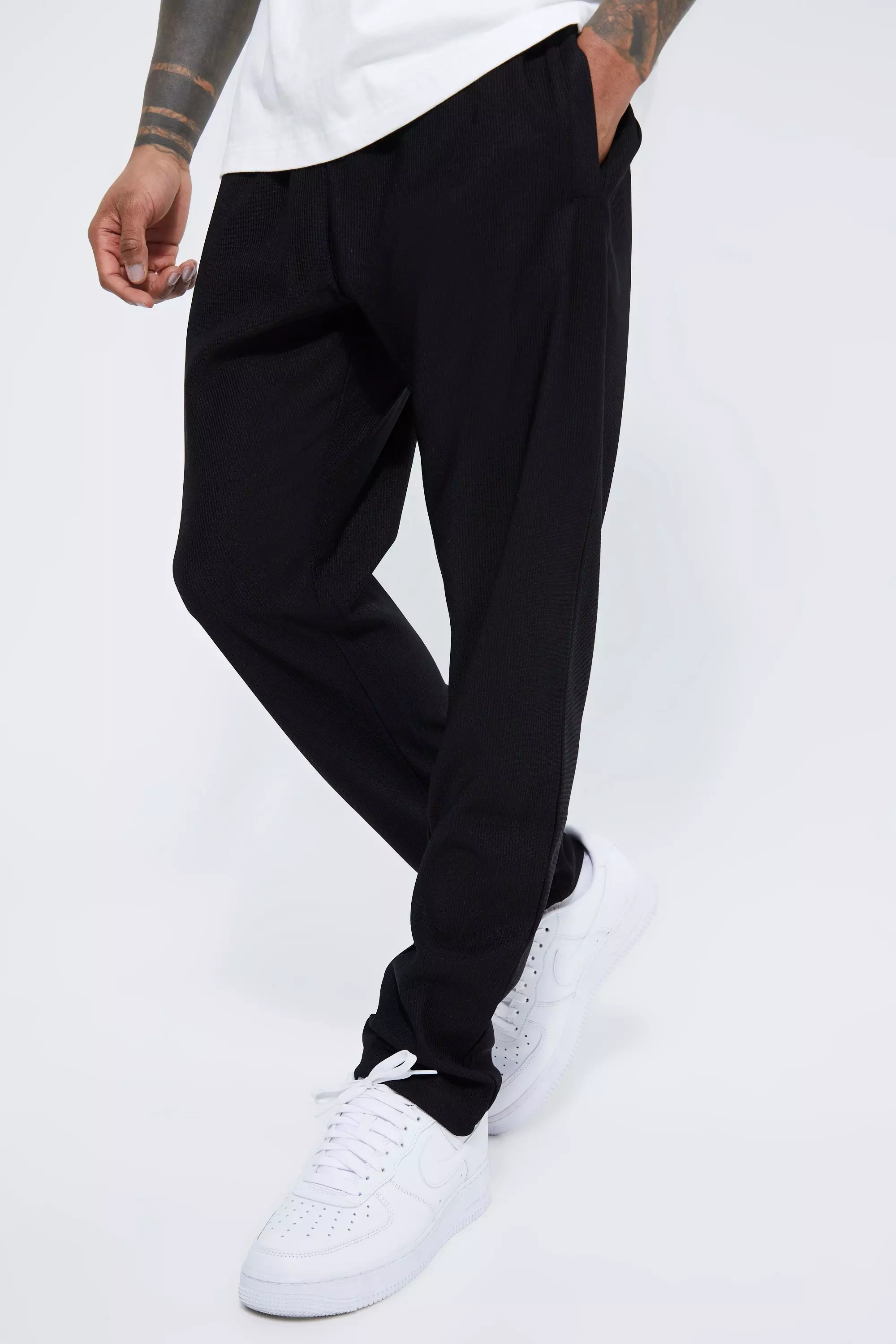 Tapered Ribbed Cotton Sweatpants