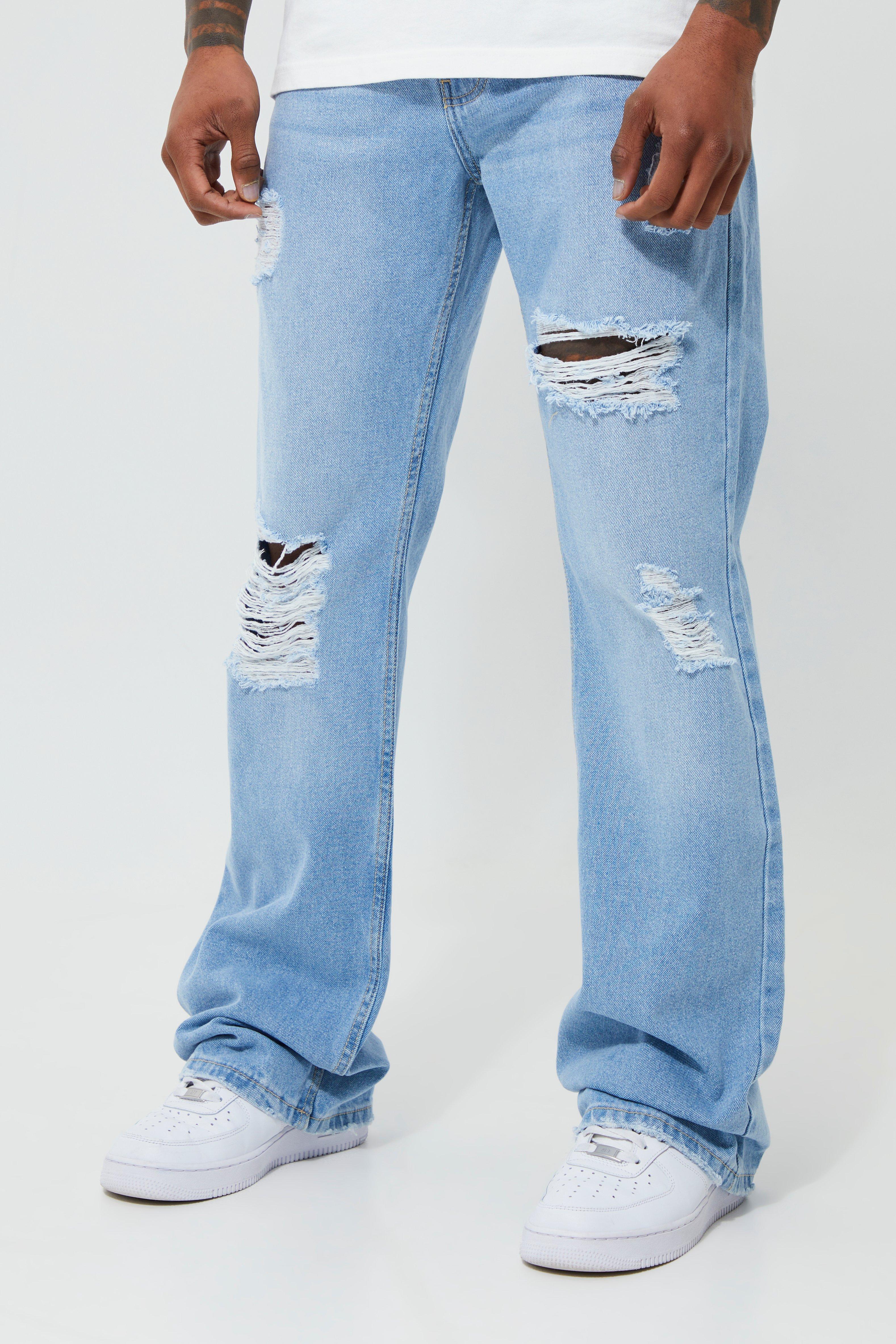 Relaxed Flare All Over Ripped Jeans