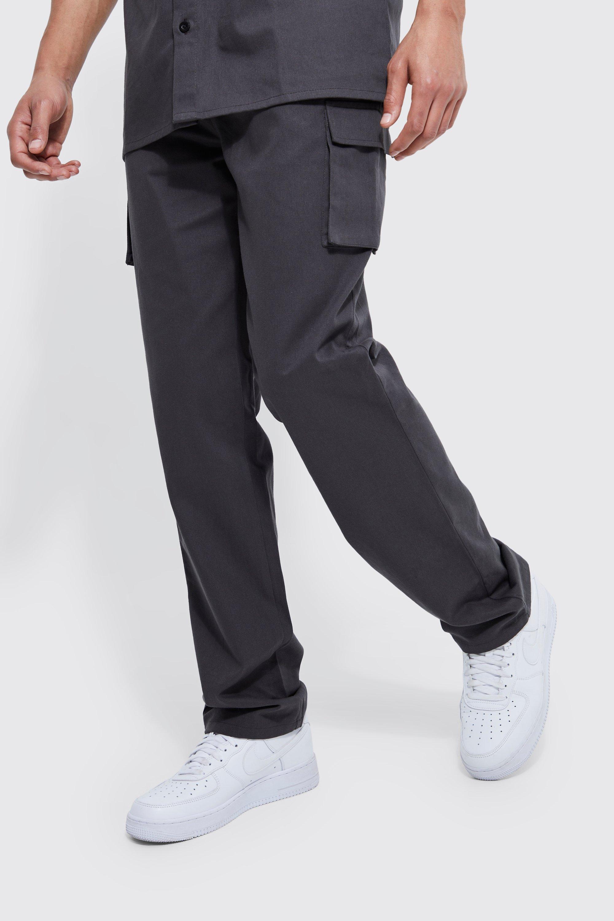 Trendsi Elastic Waist Cargo Pants Charcoal / XL