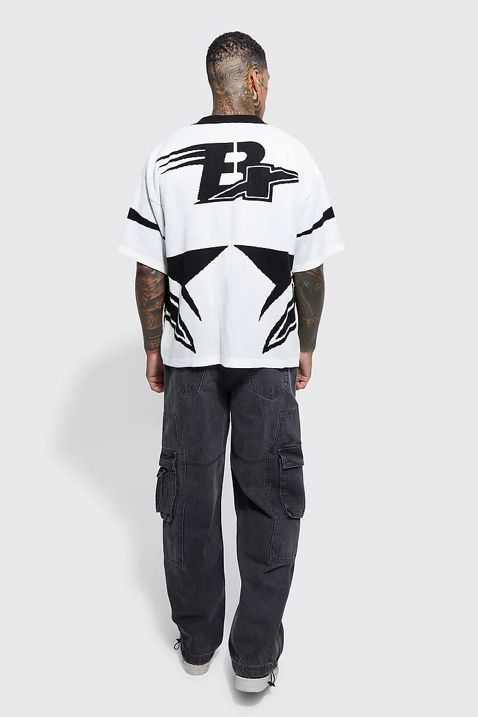 Boxy Fit Knitted Moto Shirt | boohooMAN USA Boxy Fit Knitted Moto Shirt | boohooMAN USA