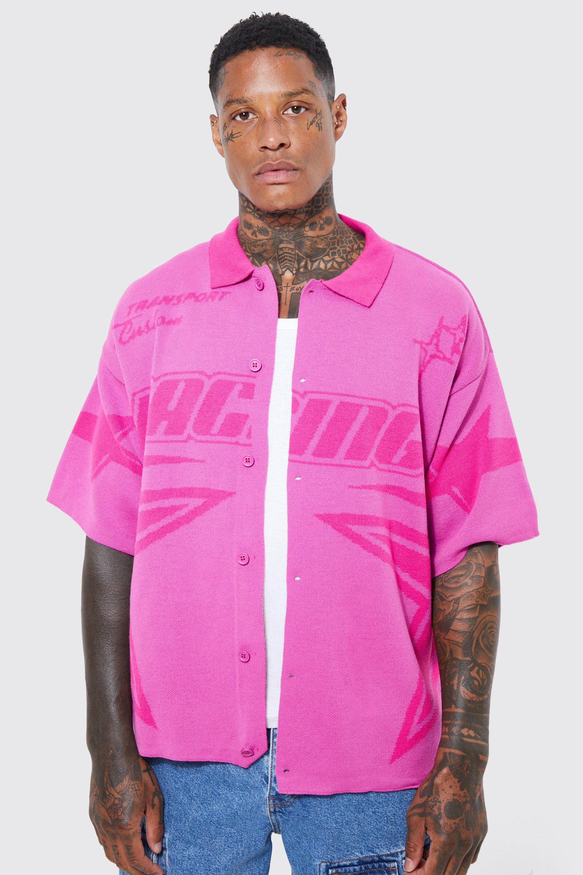 Boxy Fit Knitted Moto Shirt | boohooMAN UK