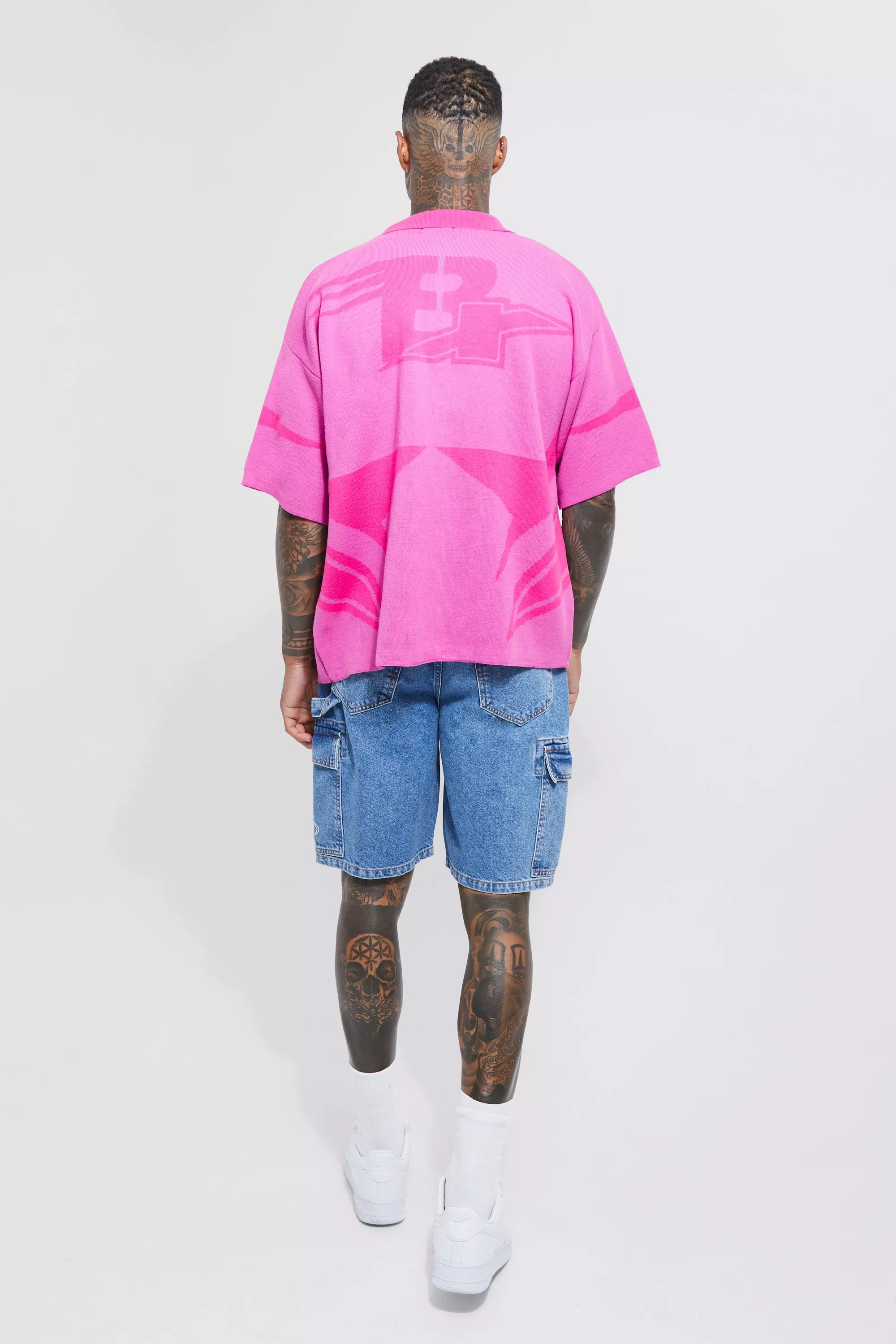 Camicia Da Moto Squadrata In Maglia, Pink immagine alternativa