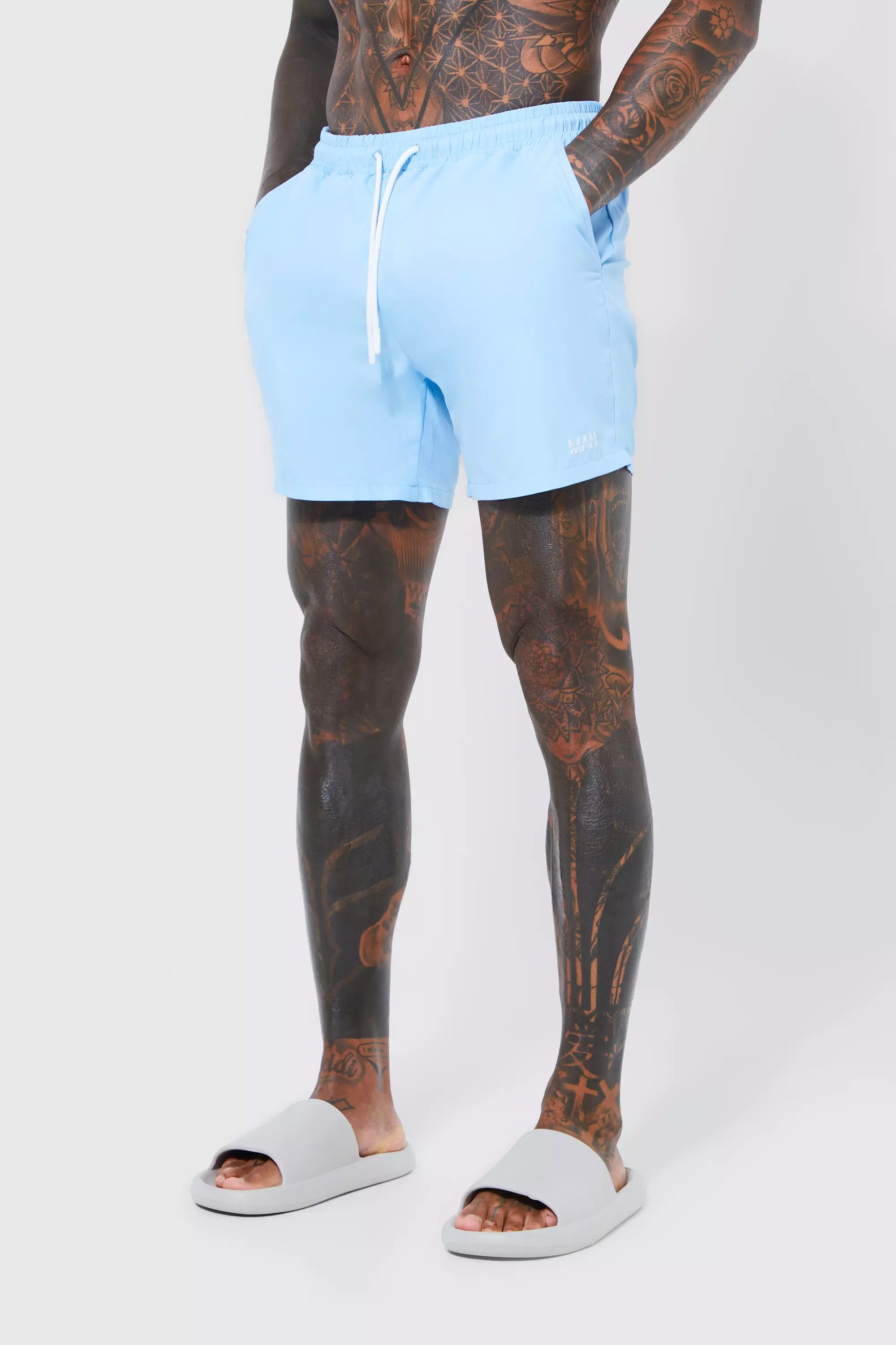 Blue Original Man Mid Length Swim Trunks