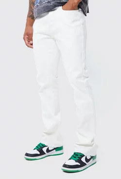 White Slim Flare Gusset Jeans