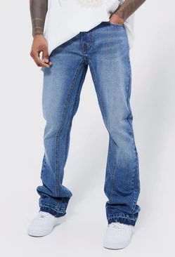 Slim Flare Panel Jeans With Knee Rips Ice blue