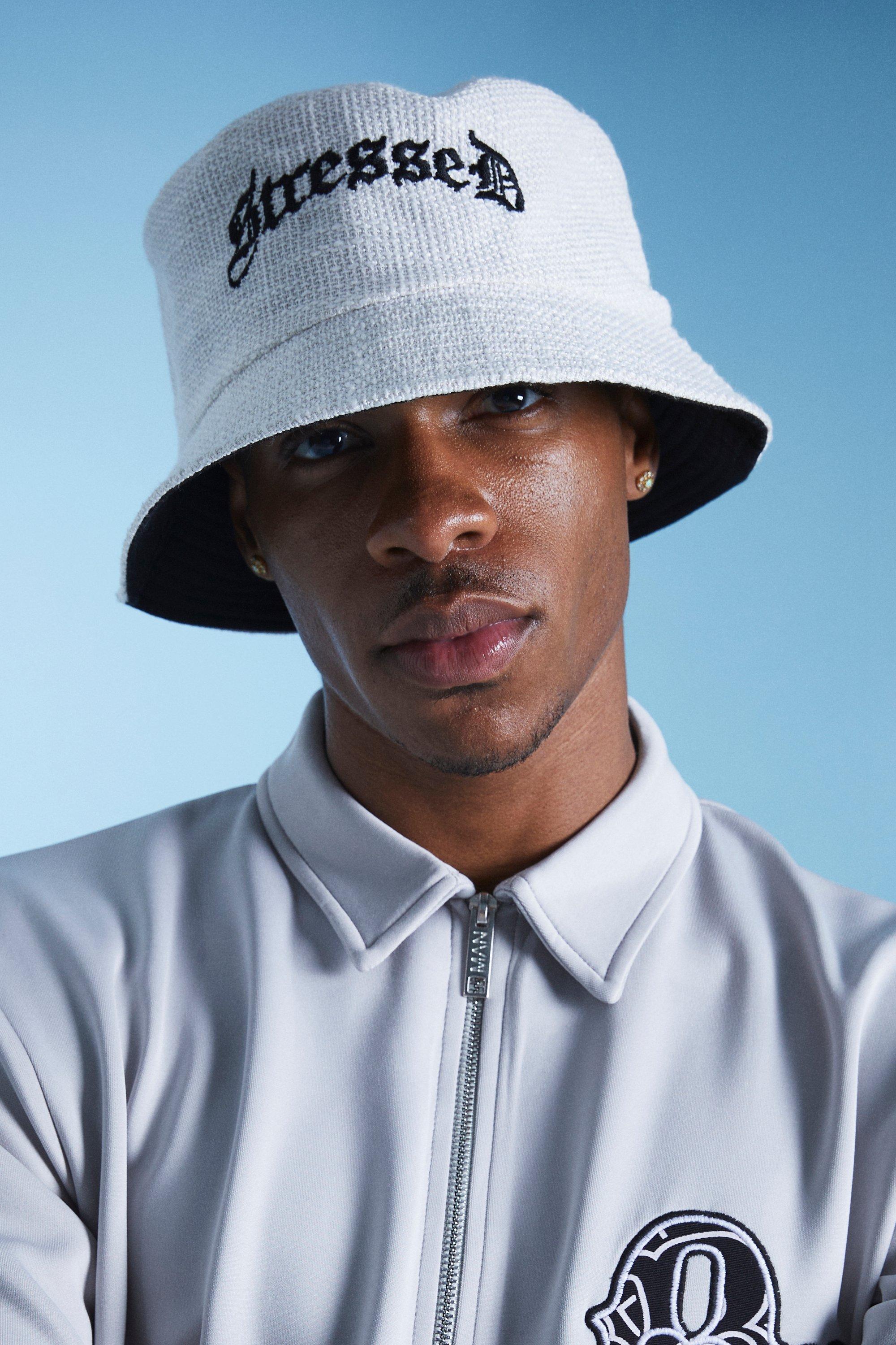 Piñón Abundancia Eliminación Lil Tjay Stressed Boucle Woven Bucket Hat | boohooMAN USA